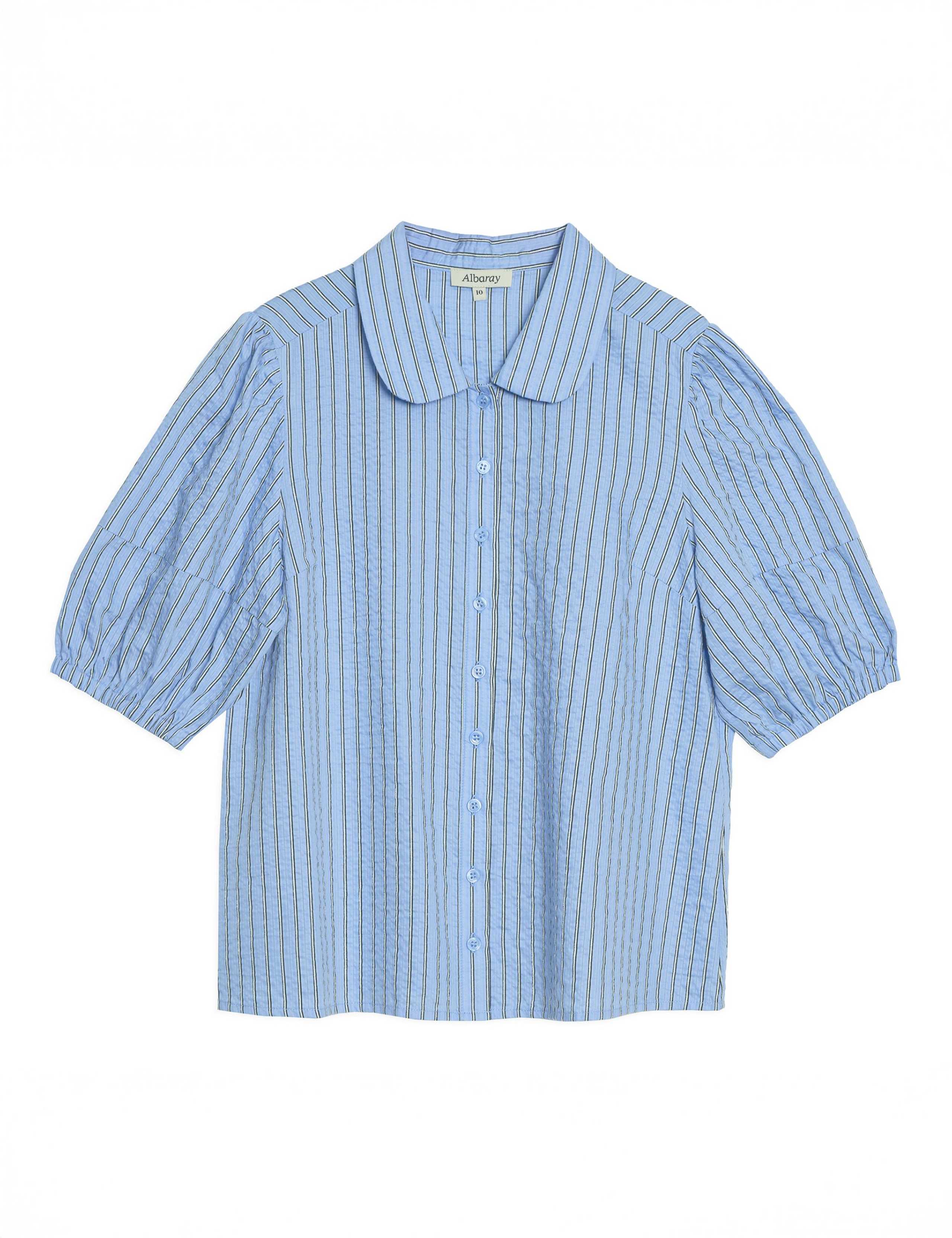 Striped Collared Blouse with Cotton 2 of 4