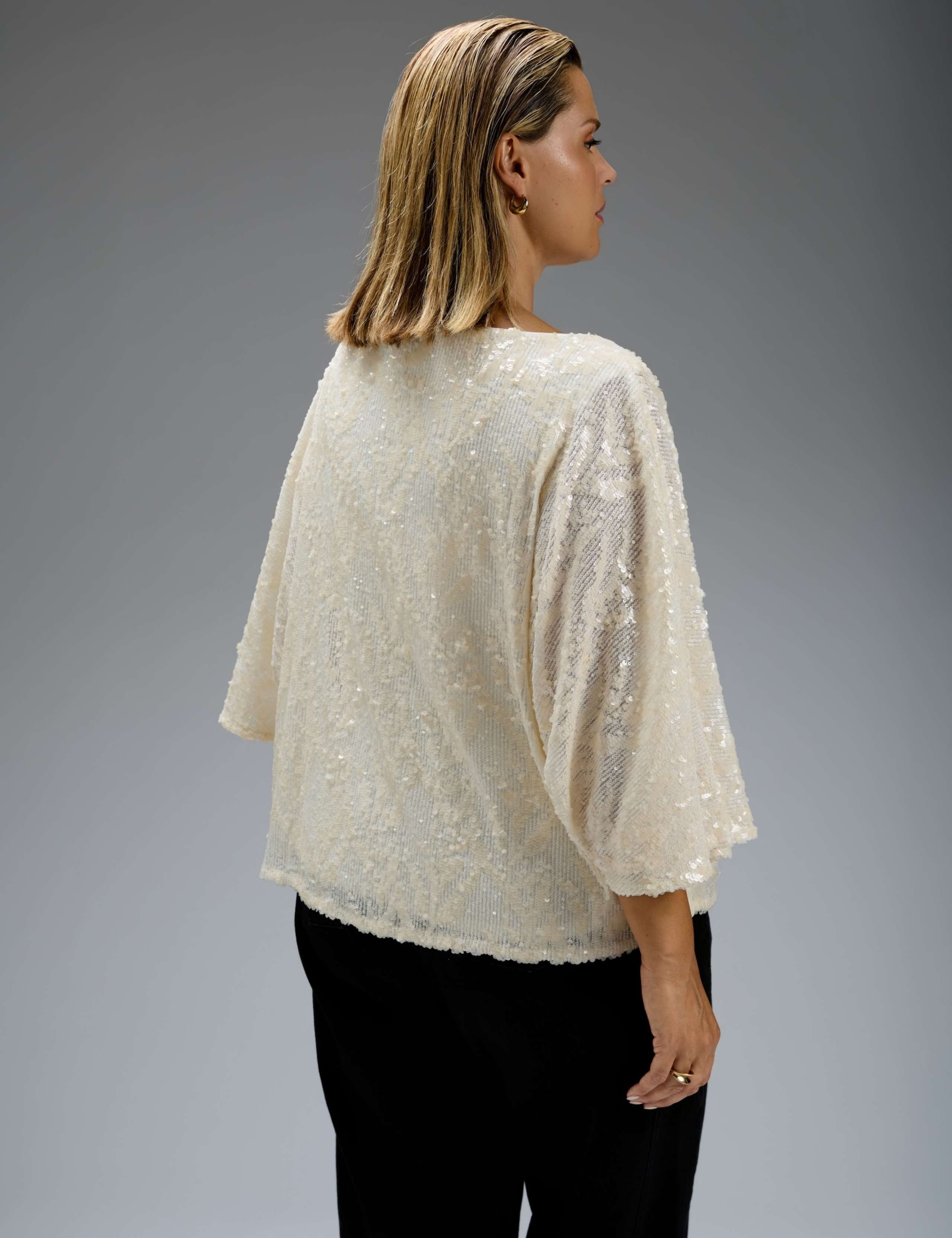 Sequin Slash Neck Cape Top 3 of 5