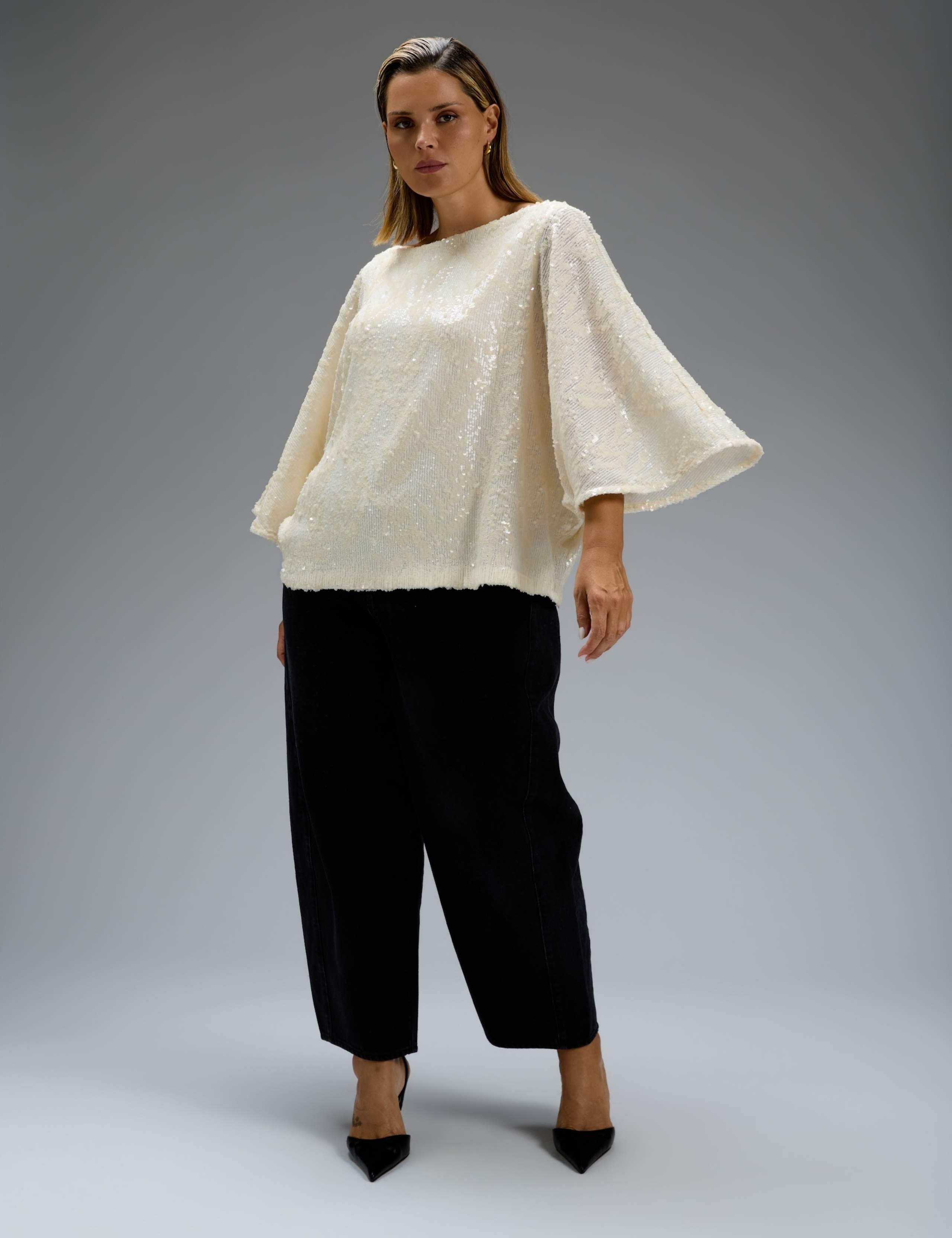 Sequin Slash Neck Cape Top 4 of 5