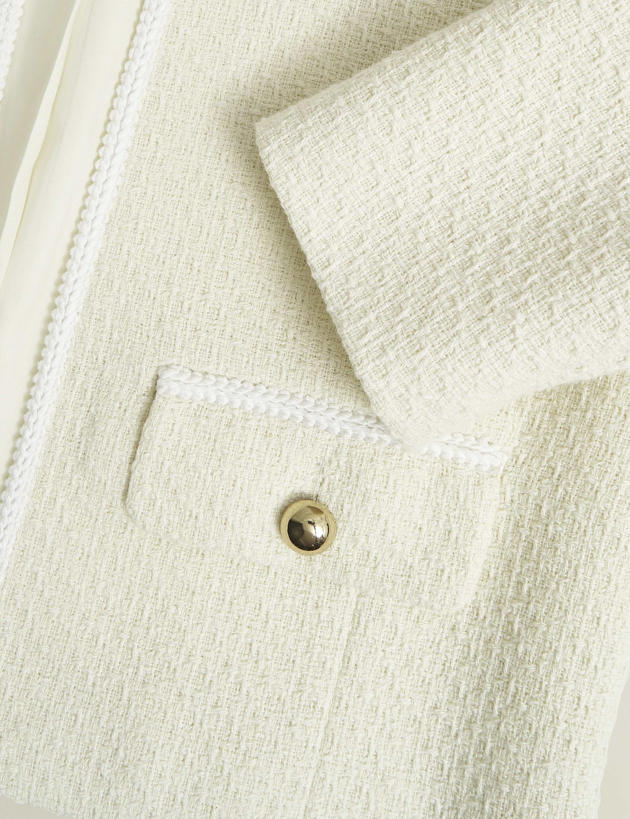 Cotton Rich Textured Collarless Jacket 5 of 5