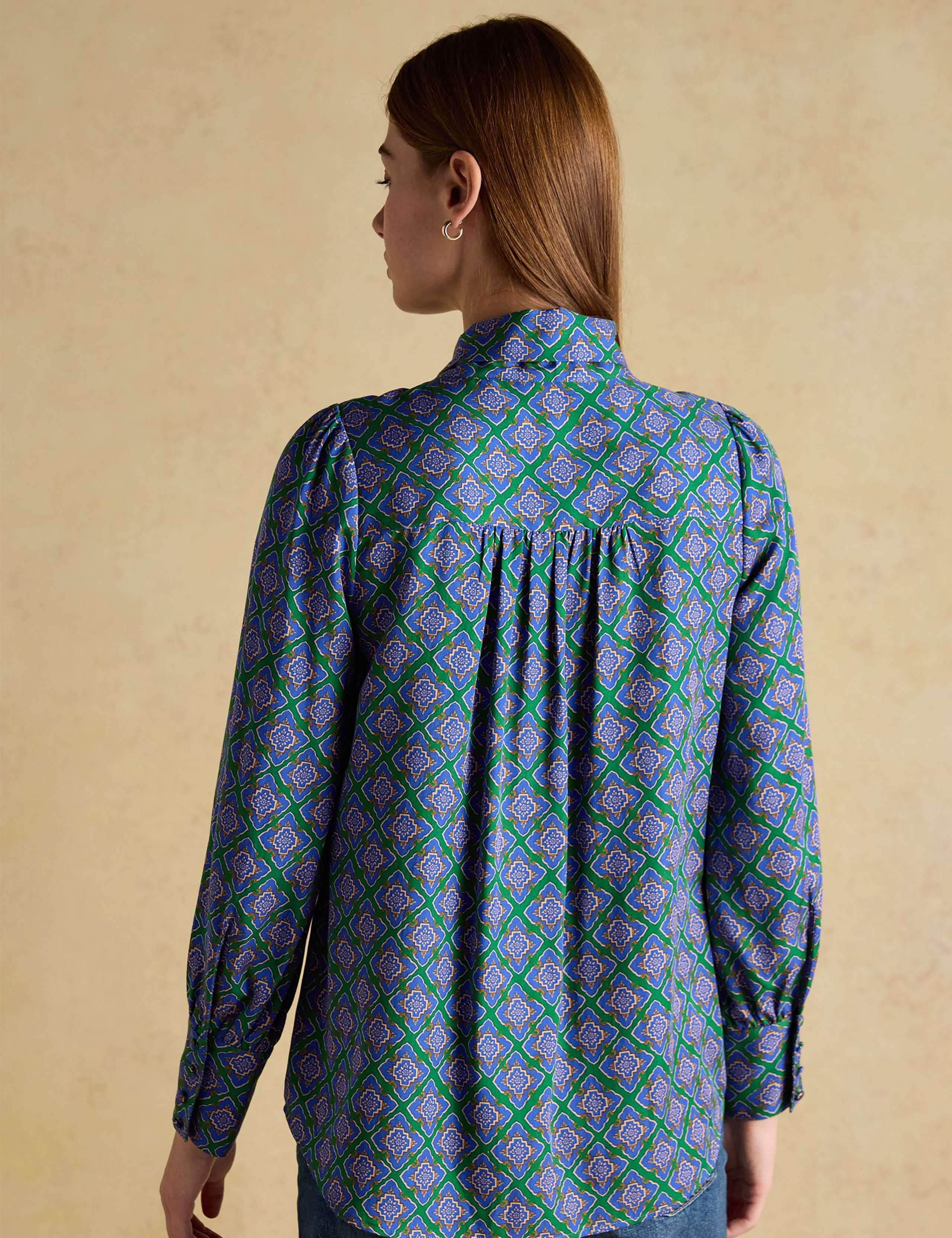 Geometric Tie Neck Blouse 3 of 8