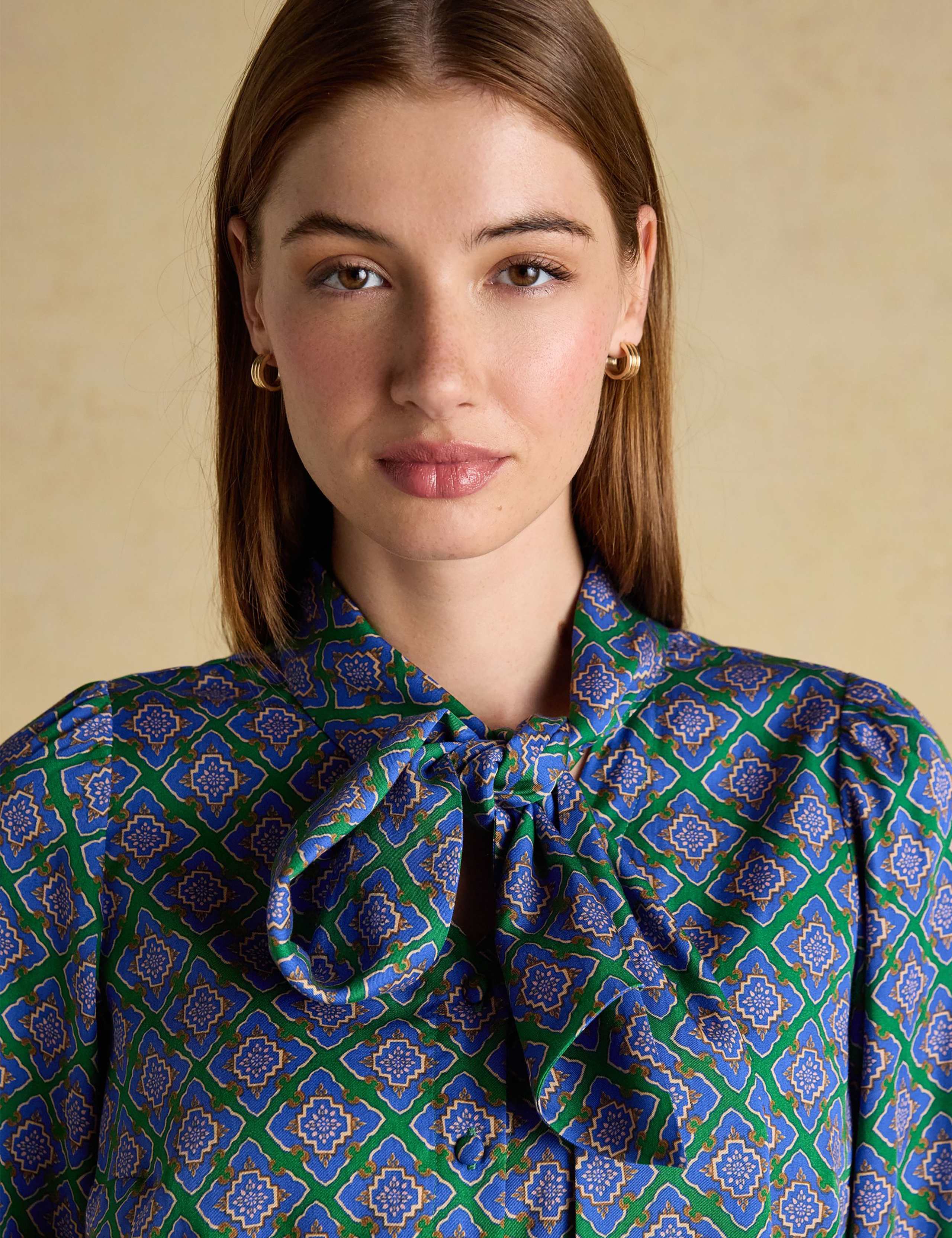 Geometric Tie Neck Blouse 5 of 8