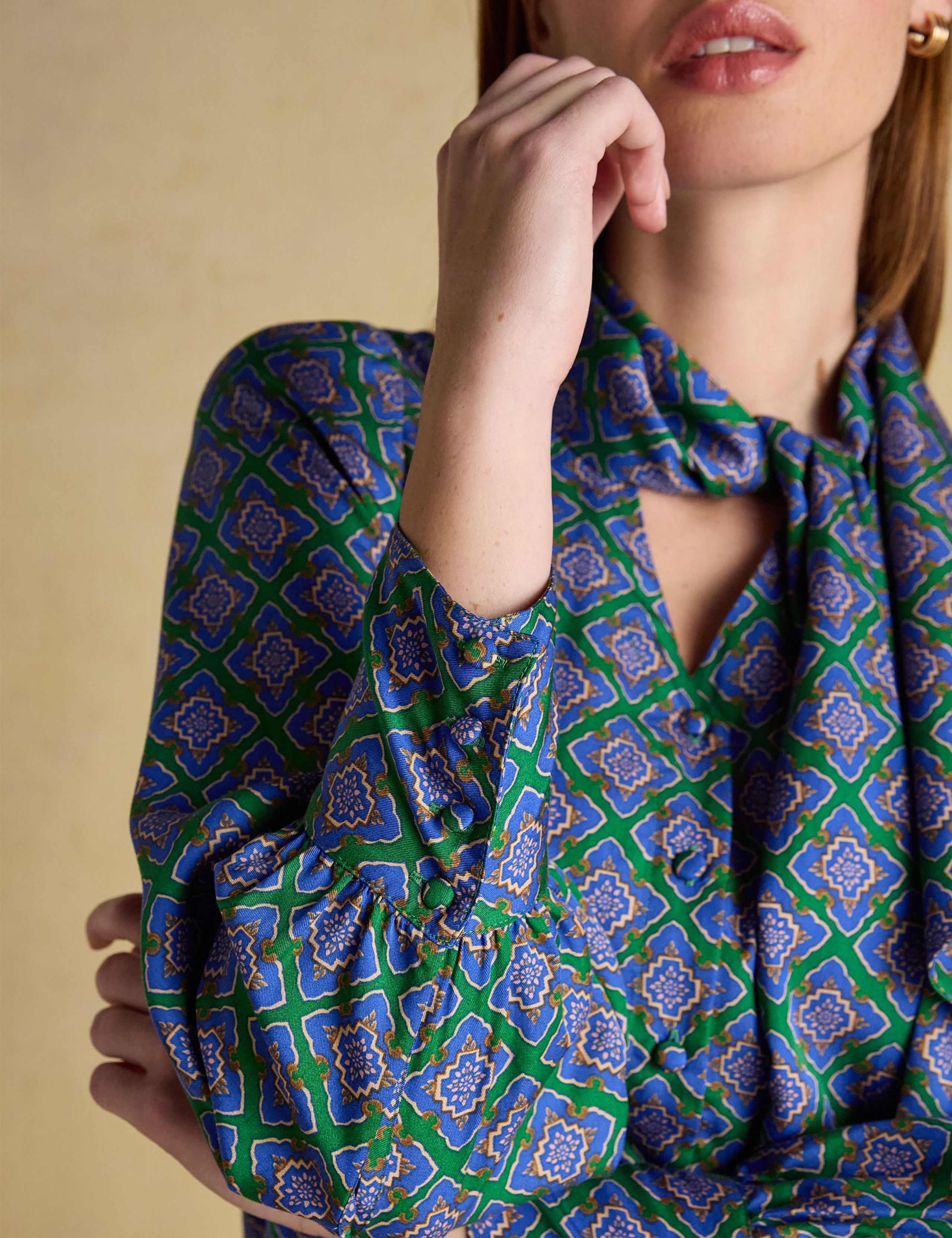 Geometric Tie Neck Blouse 6 of 8