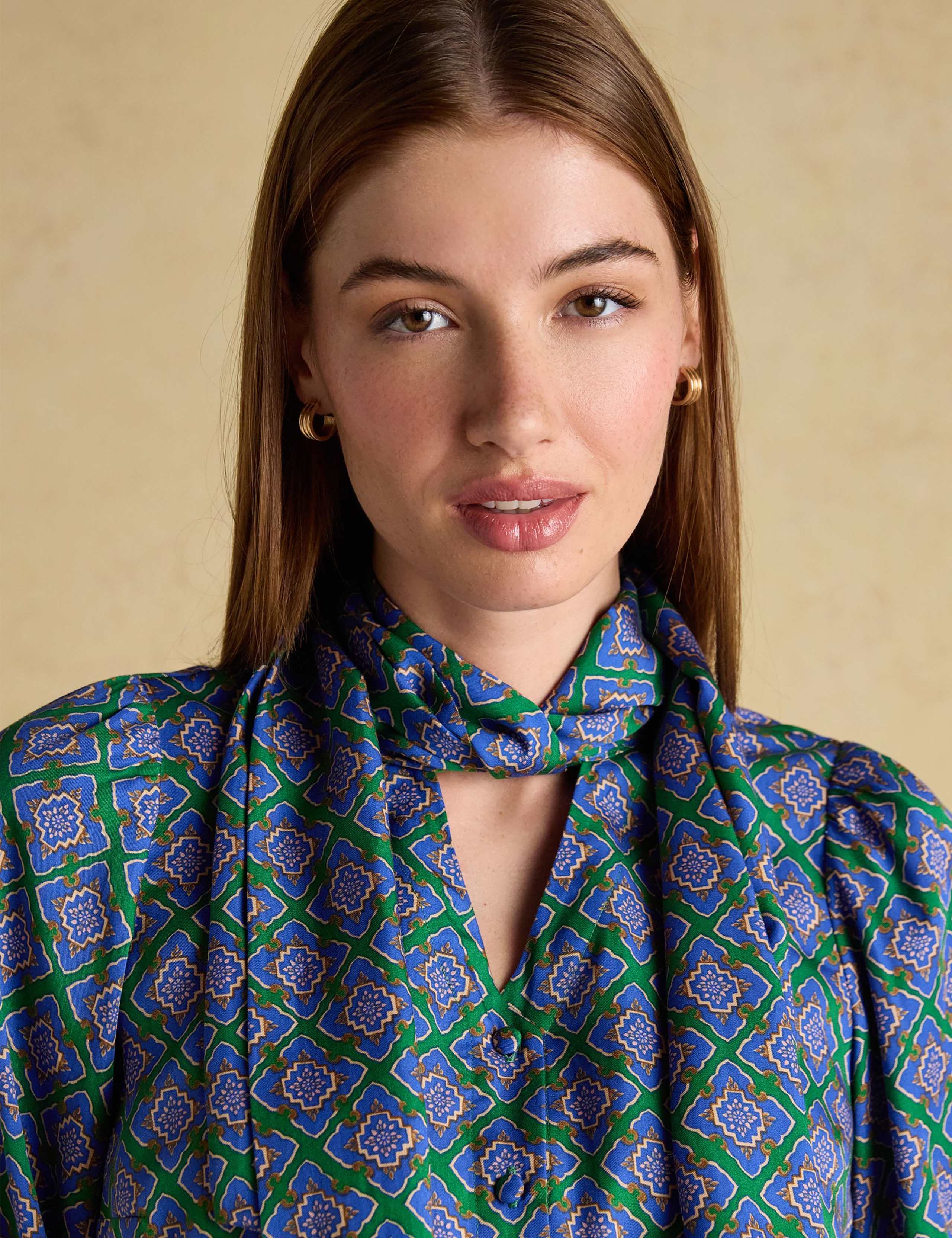 Geometric Tie Neck Blouse 7 of 8