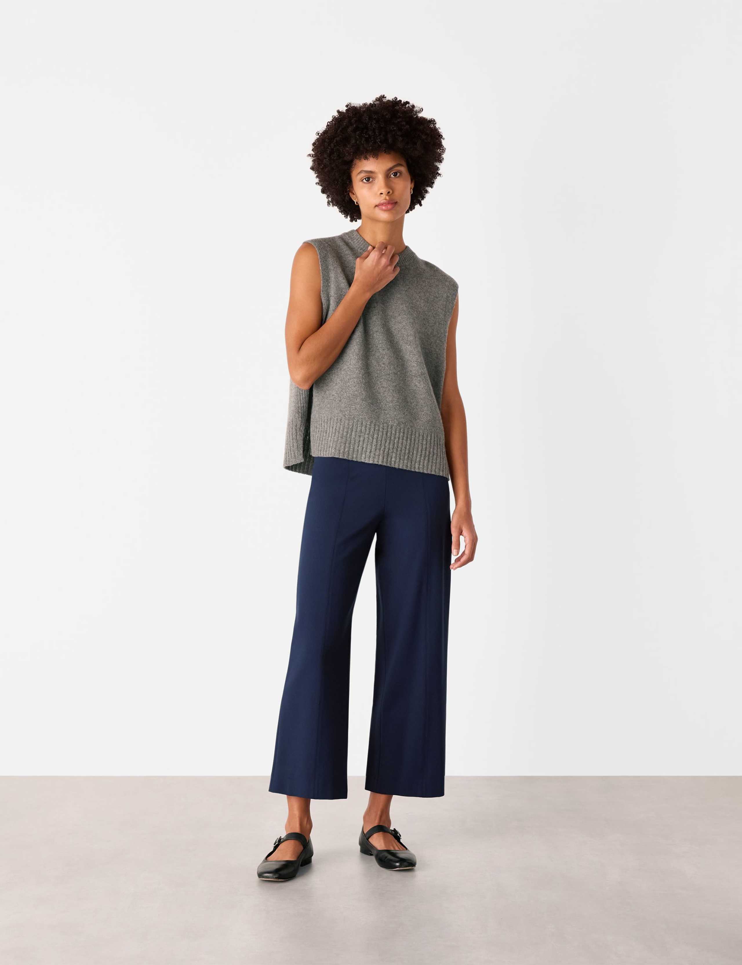 Side Zip Wide Leg Cropped Trousers 3 of 4