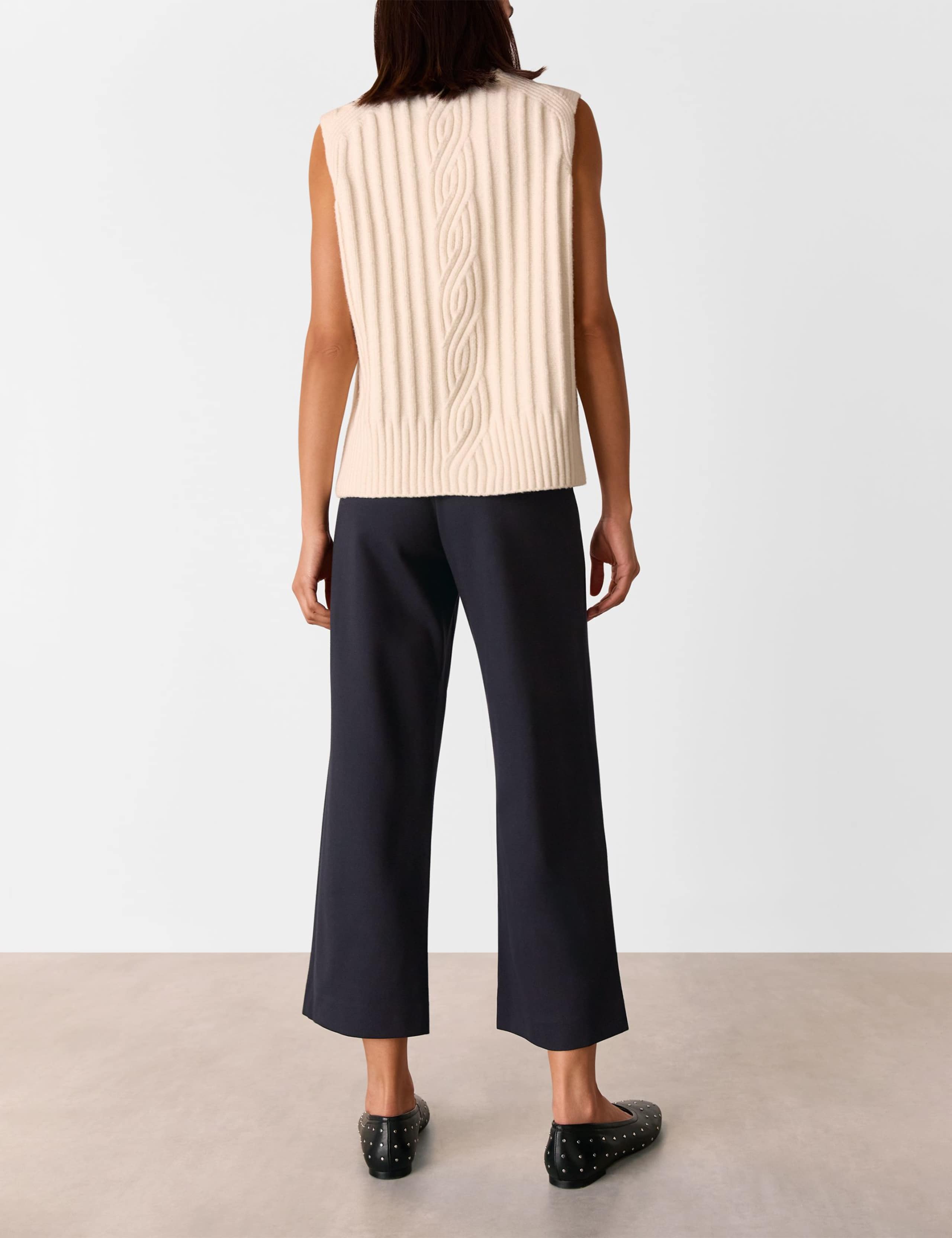 Side Zip Wide Leg Cropped Trousers 3 of 4