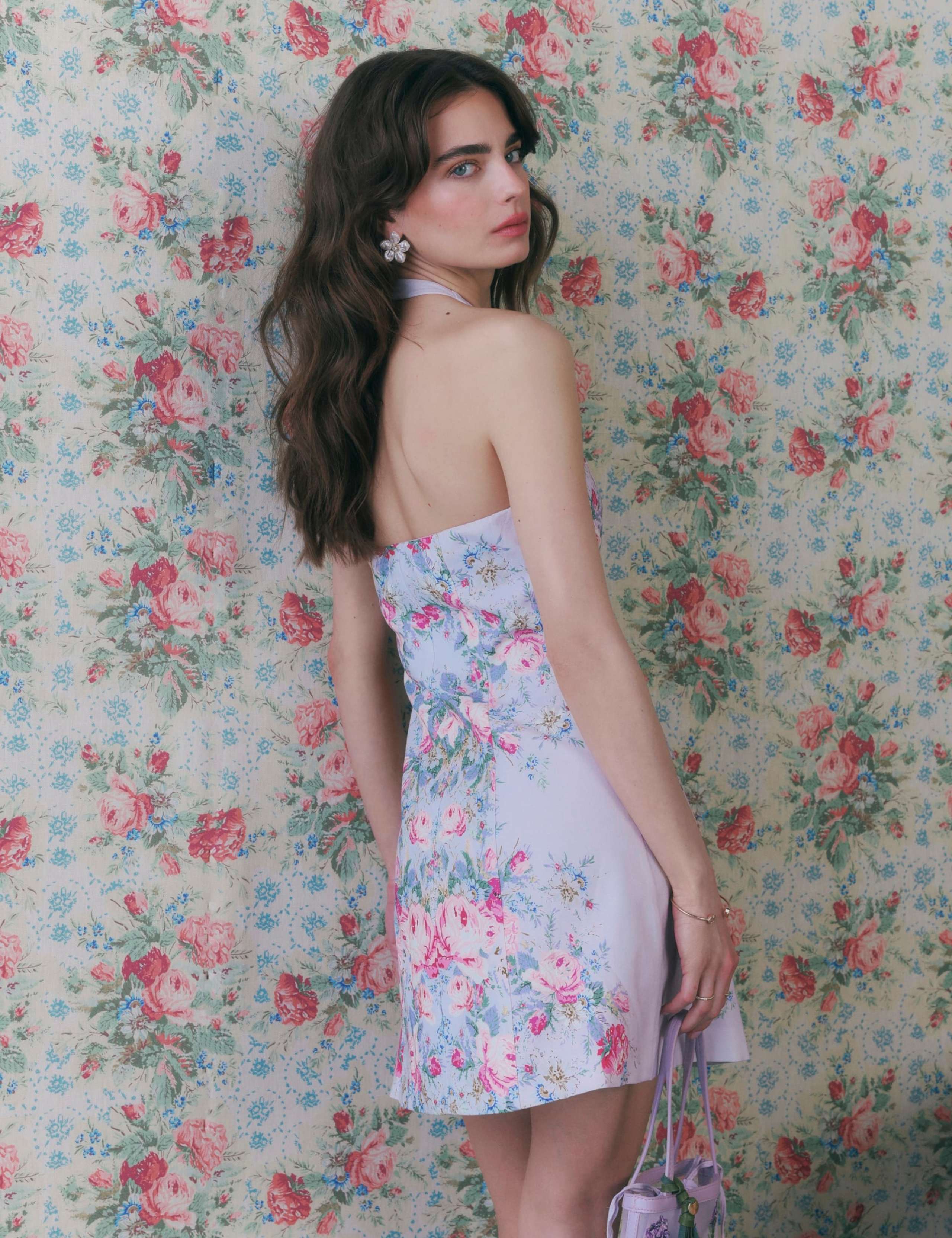 Cotton Rich Floral Halter Neck Mini Dress 4 of 4