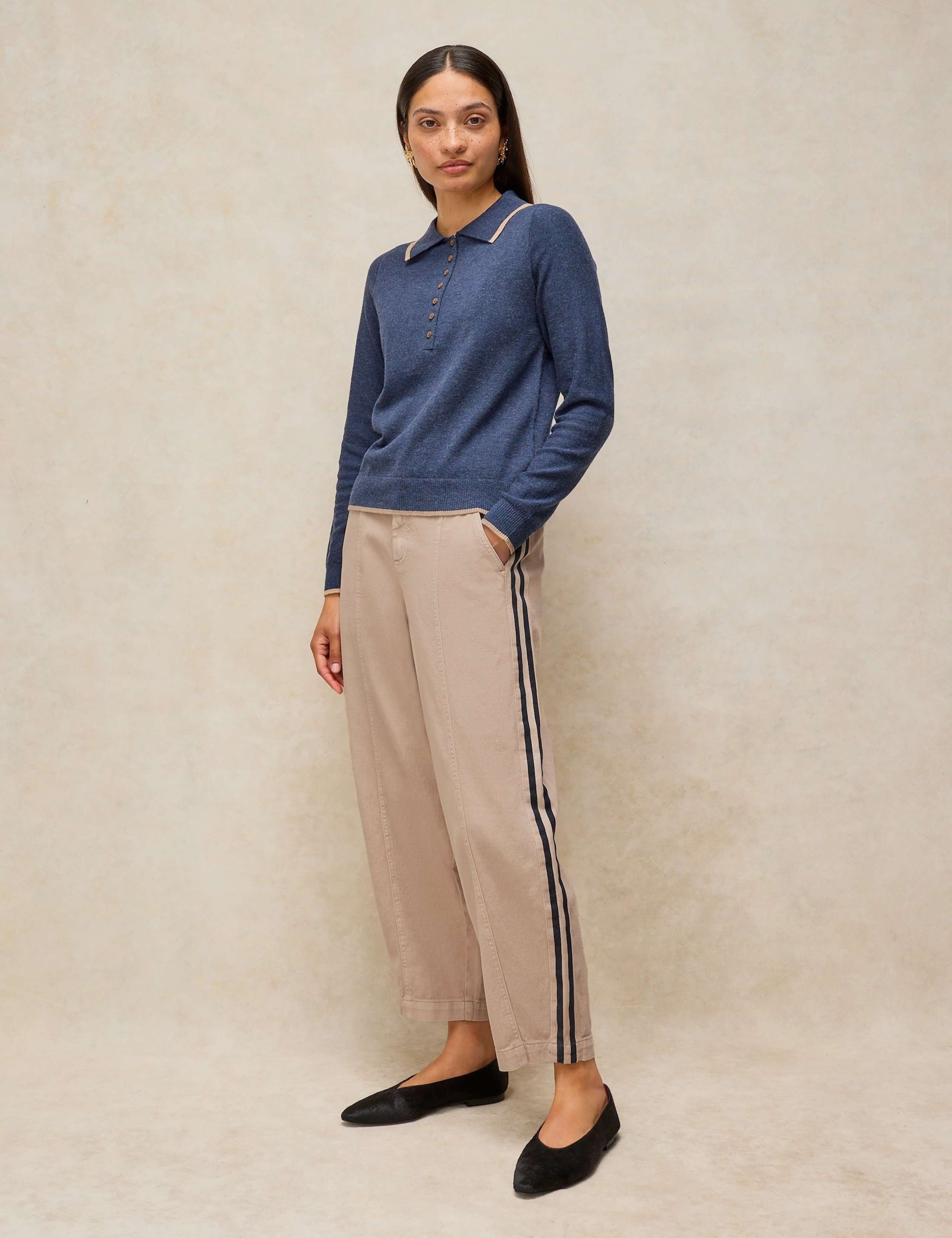 Pure Cotton Utility Barrel Leg Trousers 1 of 6