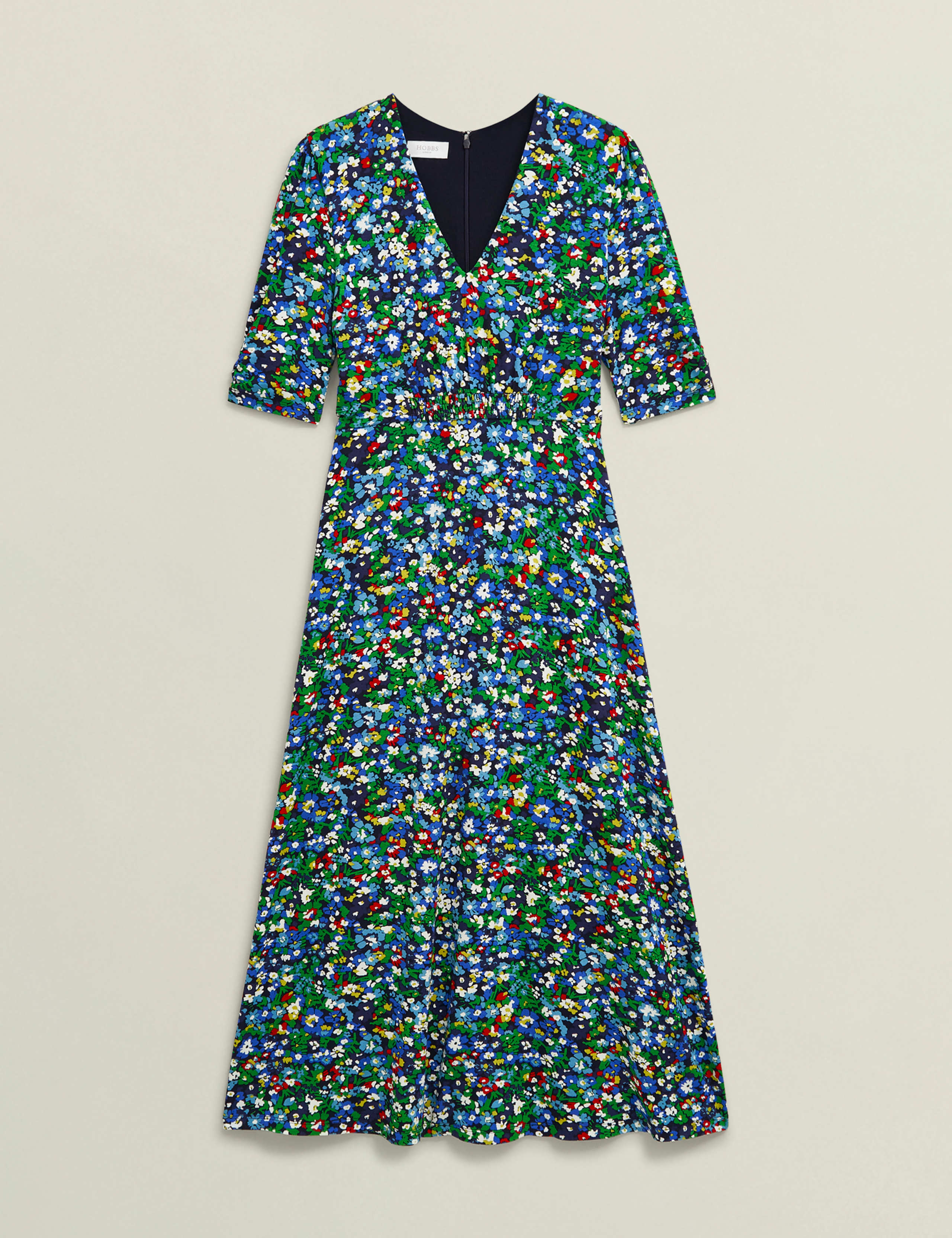 Jersey Floral V-Neck Midi Tea Dress 2 of 8