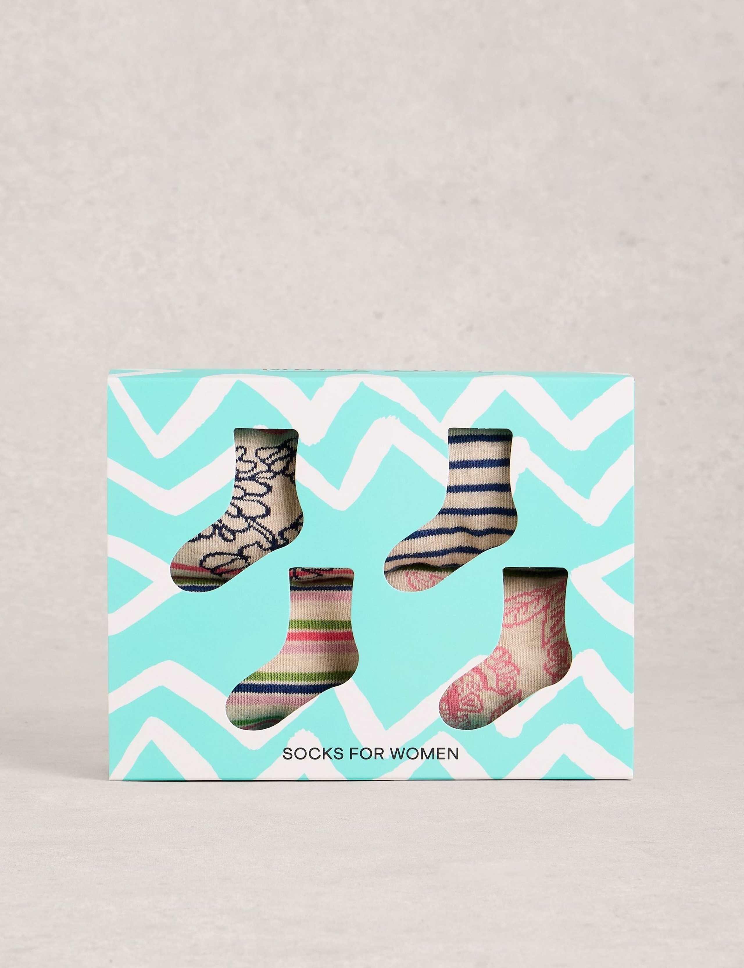 4 Pack Cotton Rich Floral Ankle High Socks 1 of 4