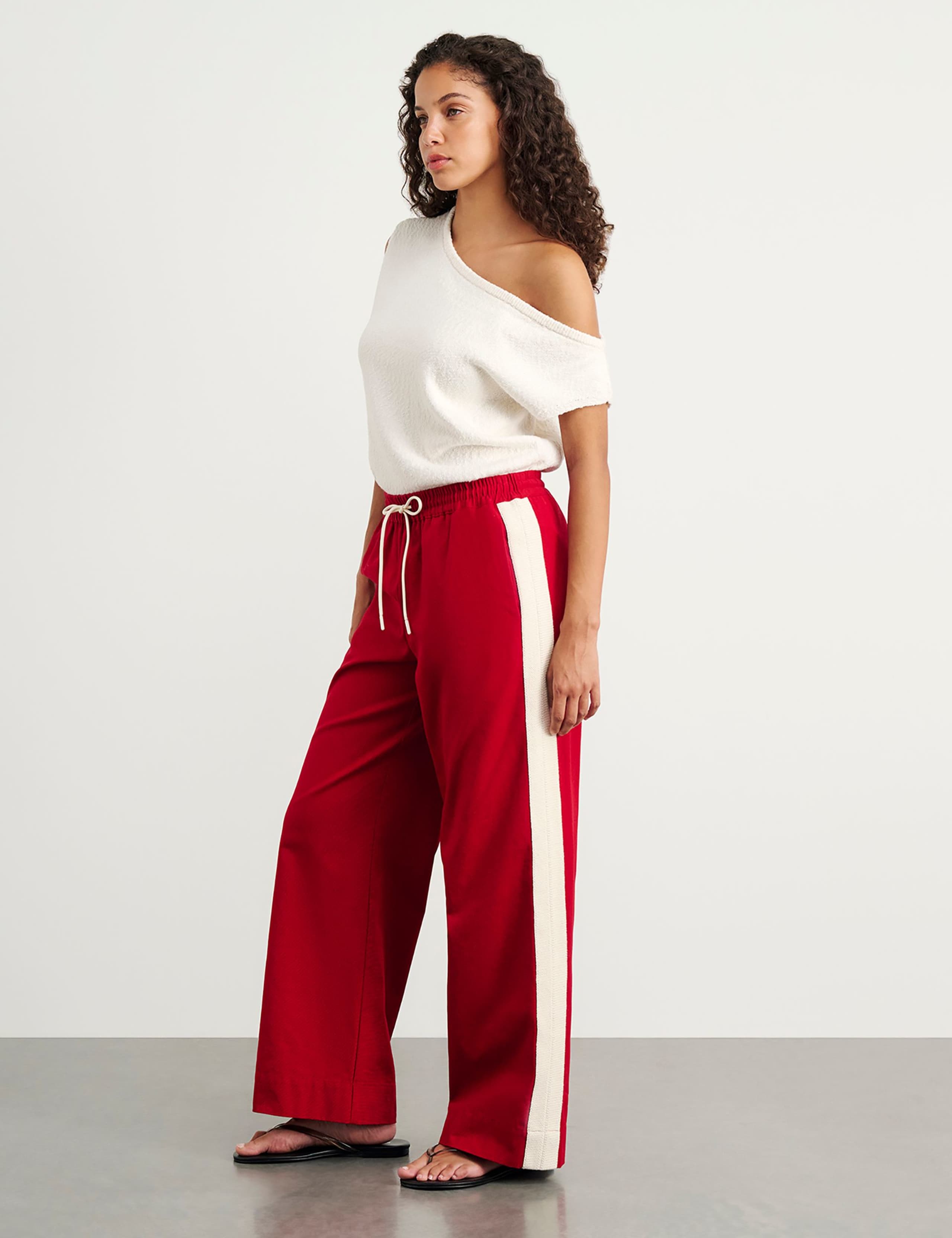 Pure Cotton Side Stripe Straight Leg Trousers 2 of 6
