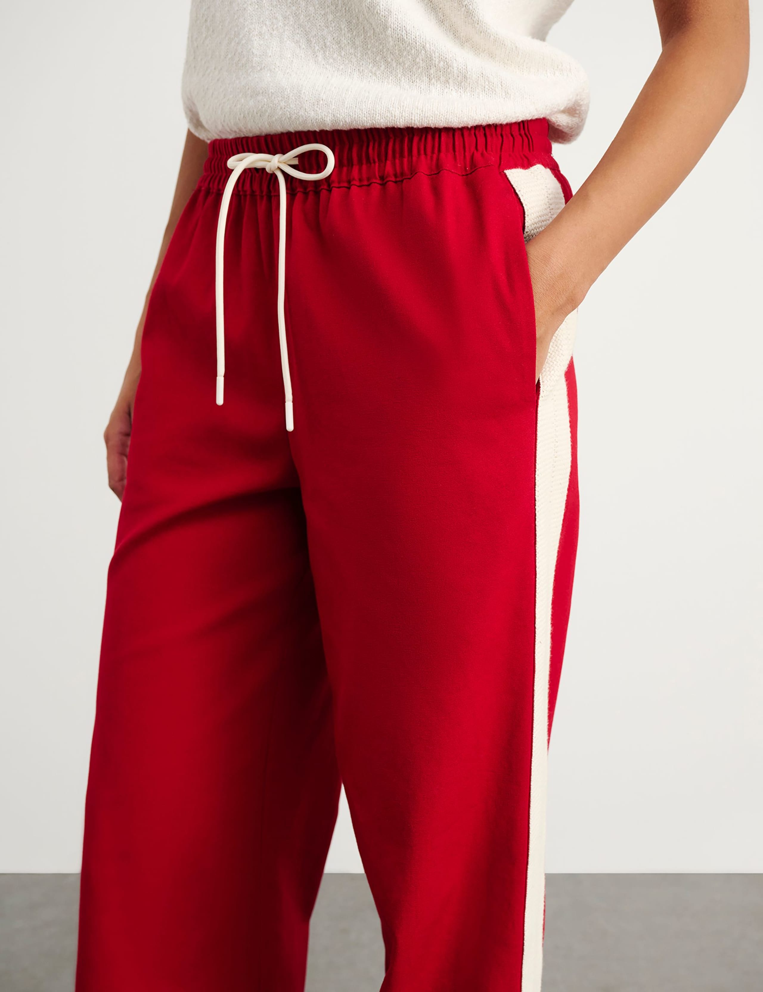 Pure Cotton Side Stripe Straight Leg Trousers 3 of 6