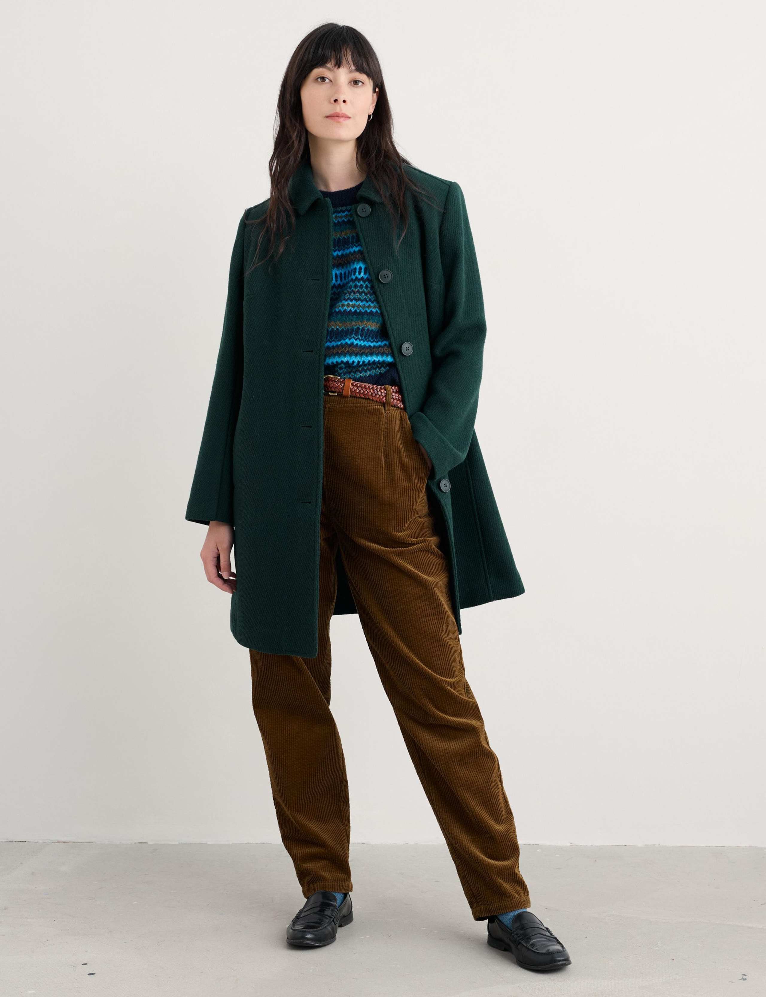 Wool Blend Collared Single Breasted Coat 4 of 6