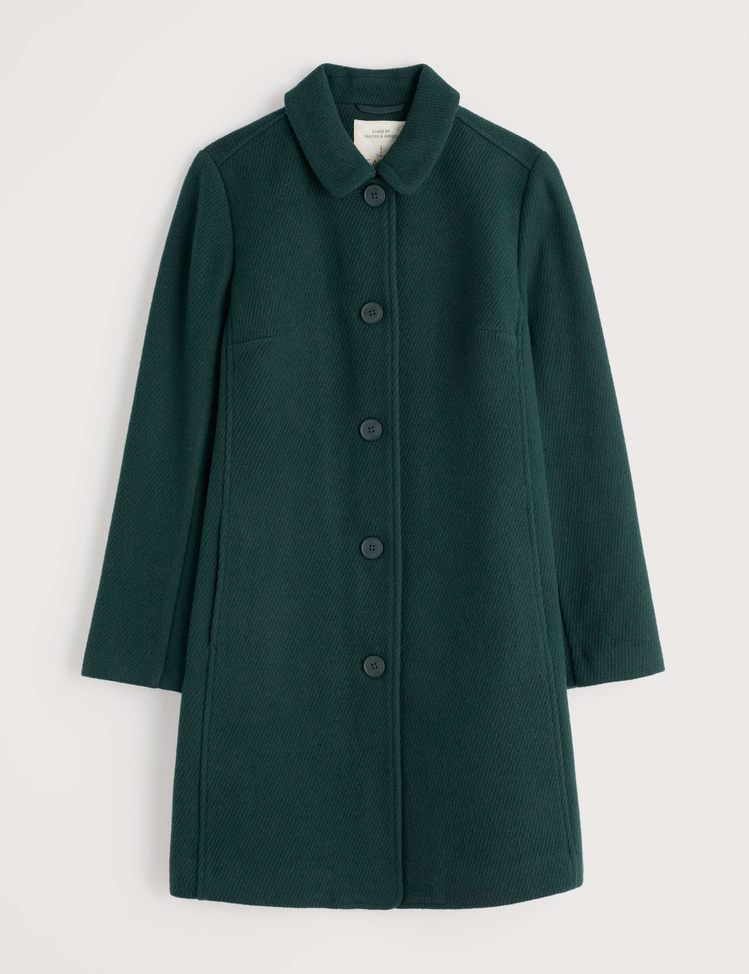 Wool Blend Collared Single Breasted Coat 2 of 6