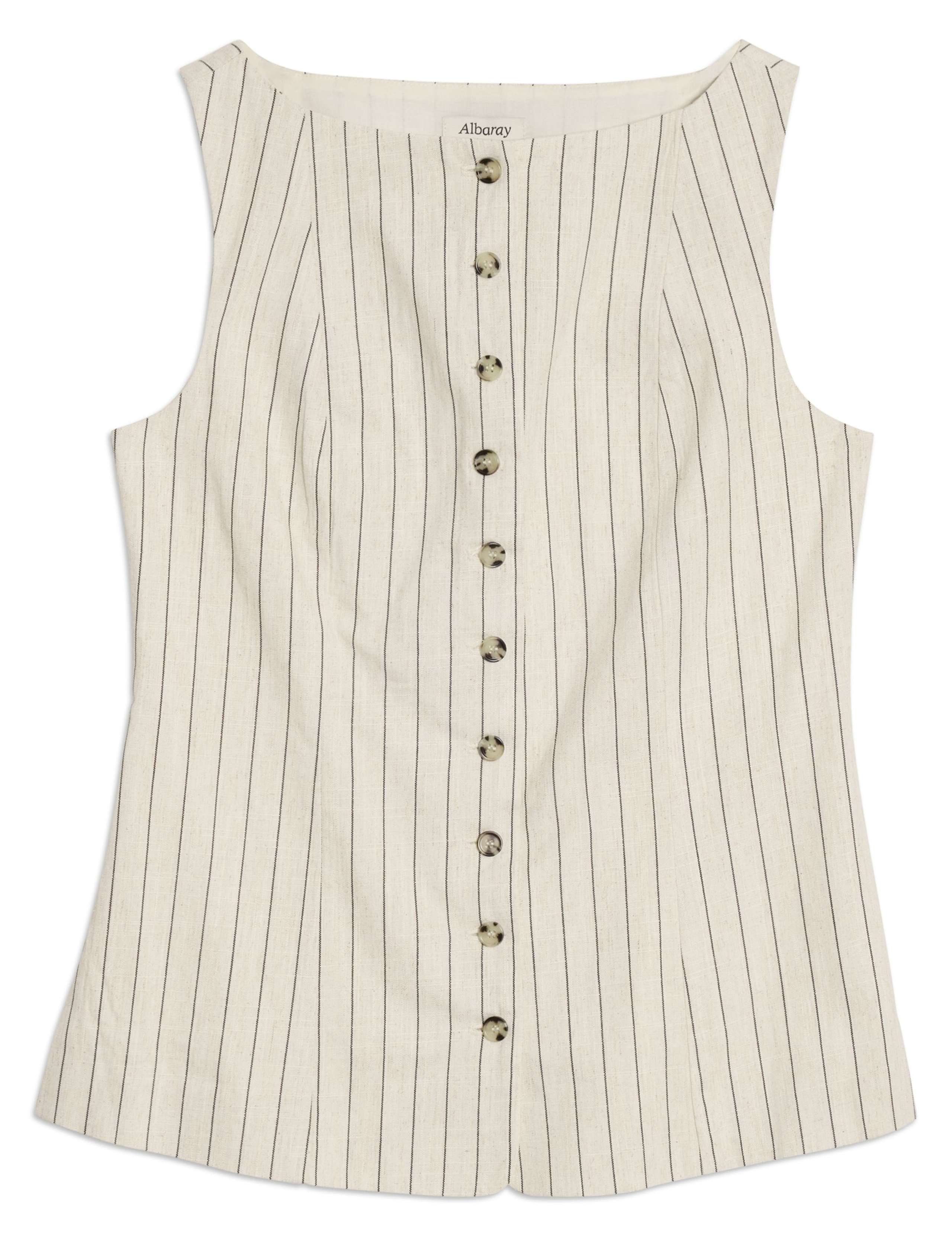 Linen Blend Pinstripe Waistcoat 2 of 7