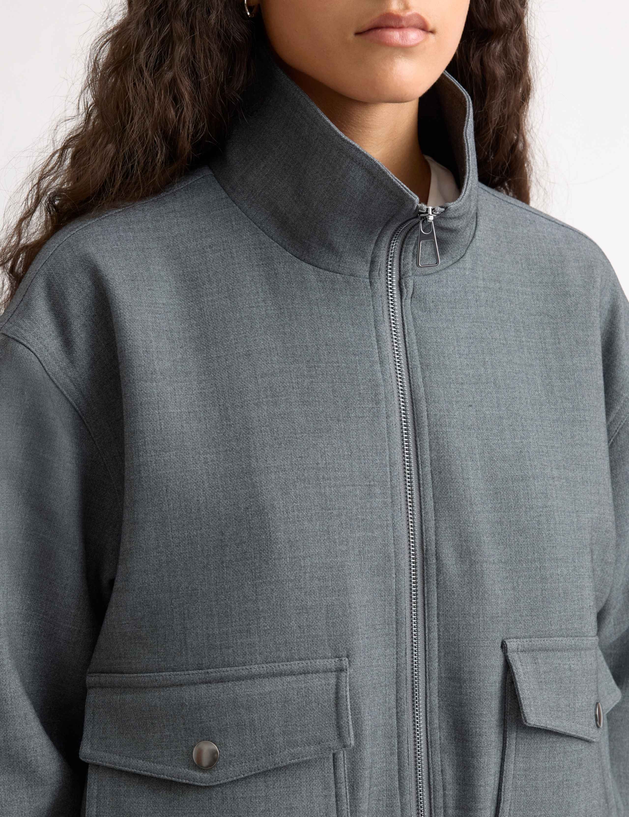 Flannel High Neck Bomber Jacket 4 of 6