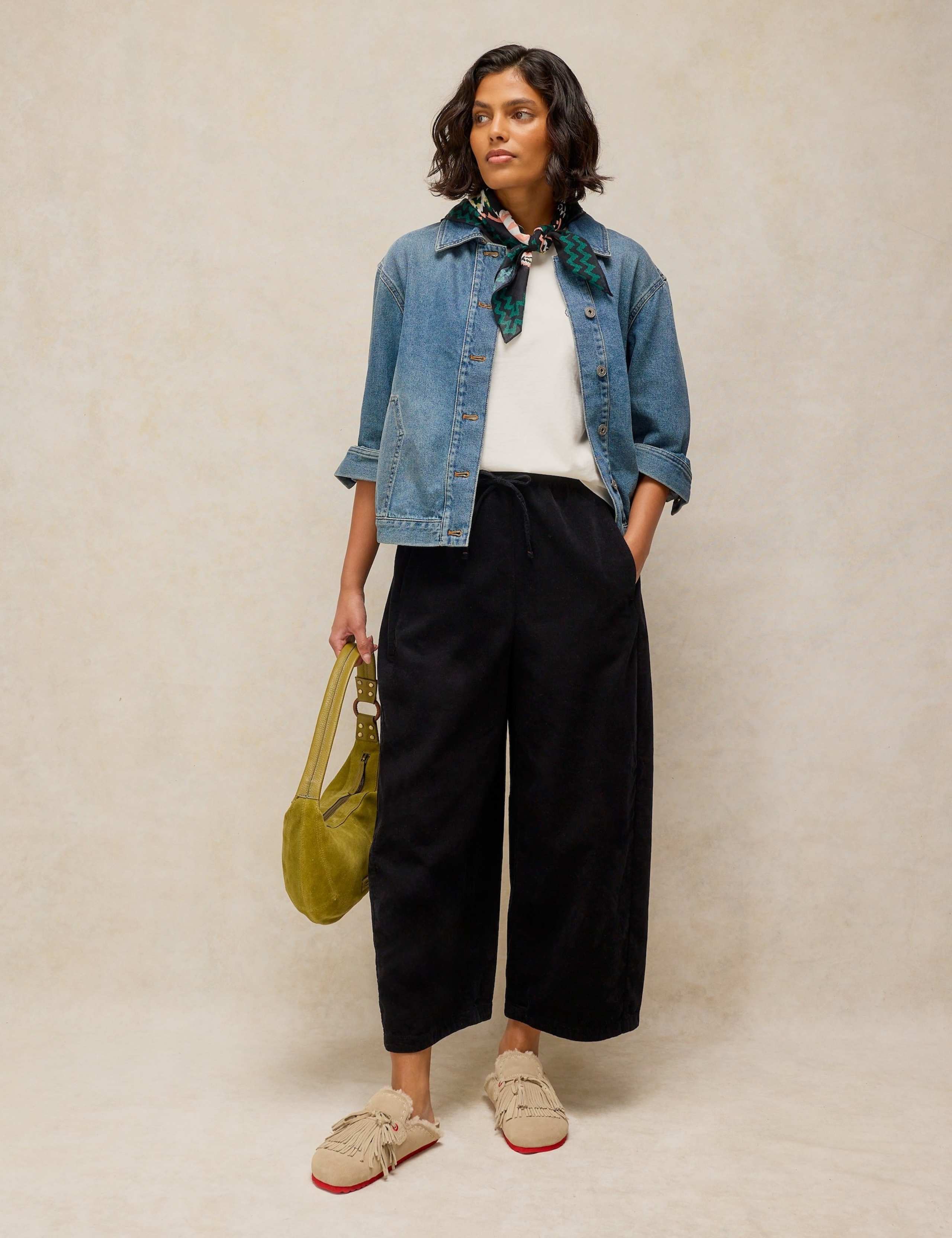 Cord Elasticated Waist Wide Leg Trousers 3 of 6