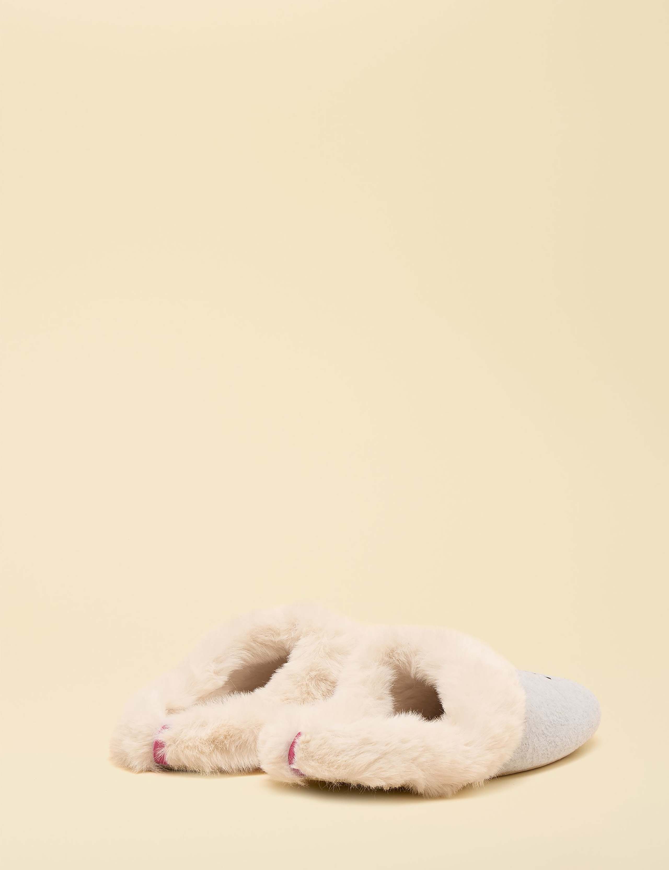 Dog Faux Fur Lined Round Toe Mule Slippers 3 of 5