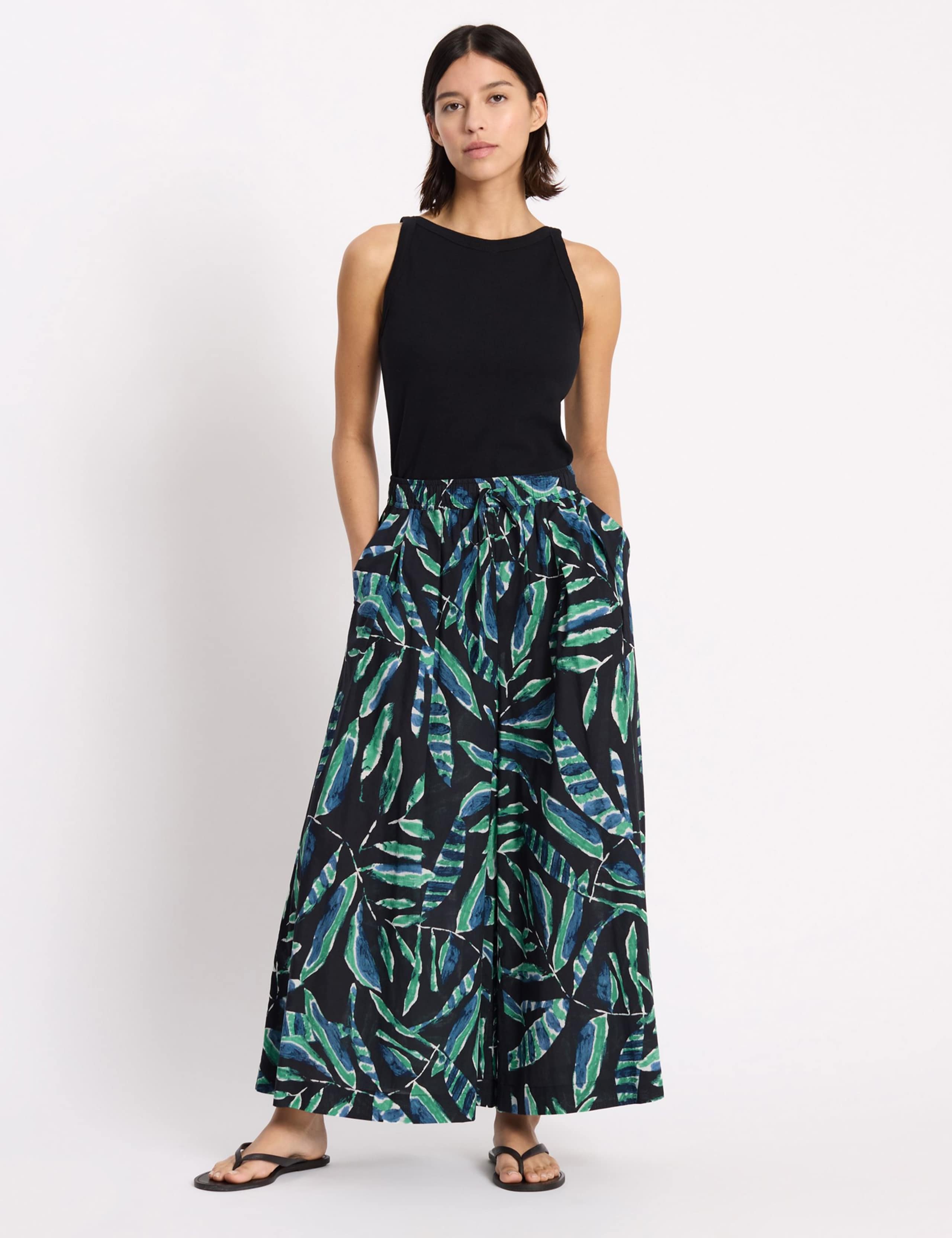 Pure Cotton Painterly Palm Culottes 3 of 6