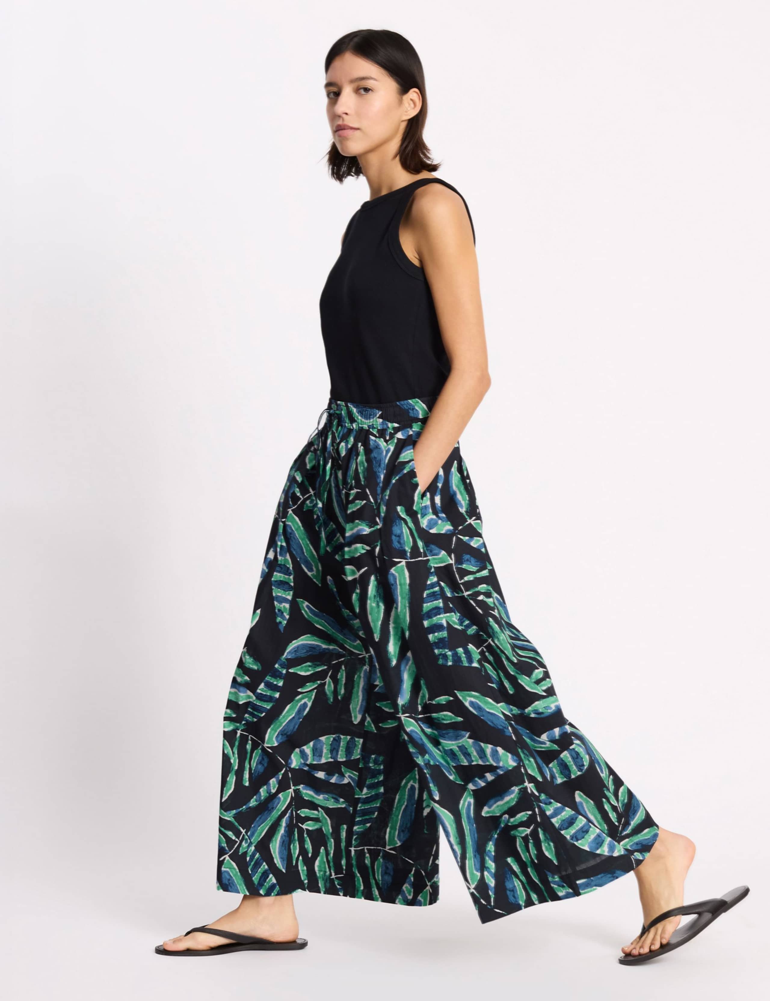 Pure Cotton Painterly Palm Culottes 4 of 6