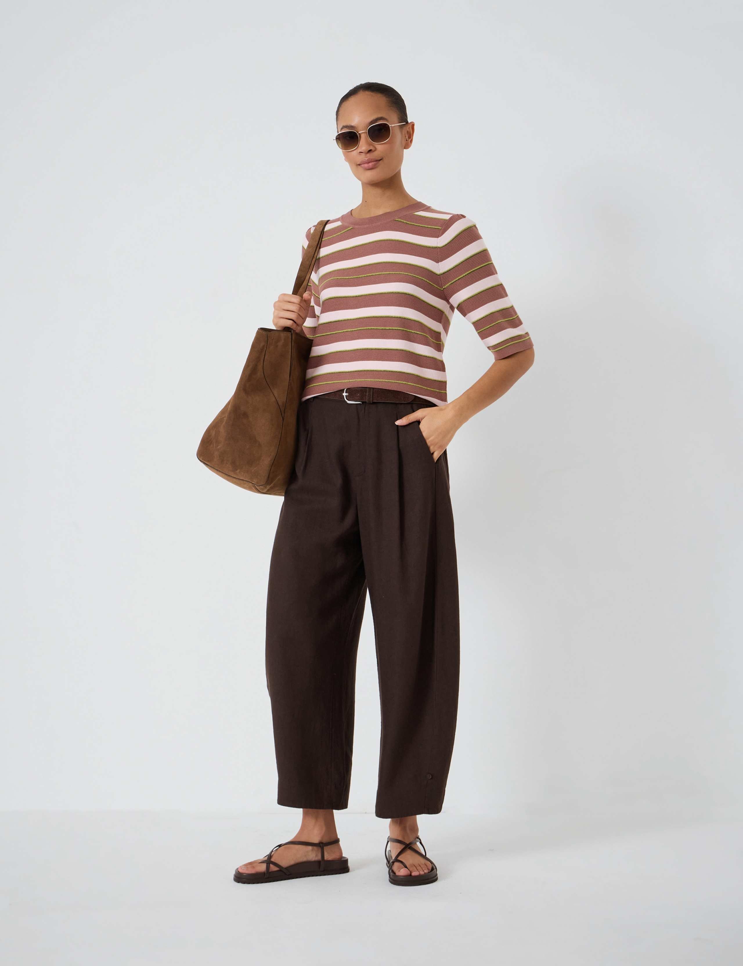 Striped Gathered Knitted T-Shirt 5 of 5