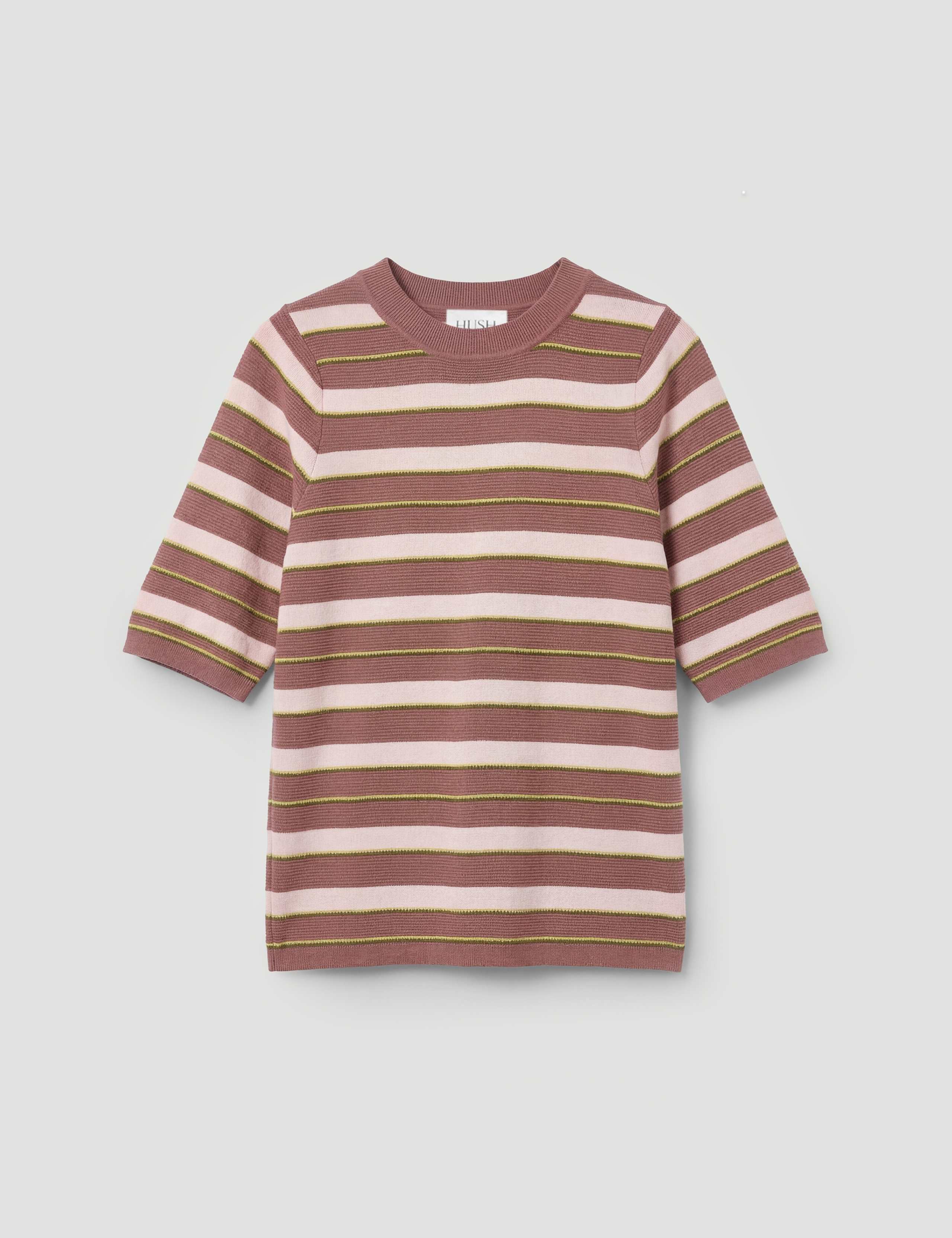 Striped Gathered Knitted T-Shirt 2 of 5