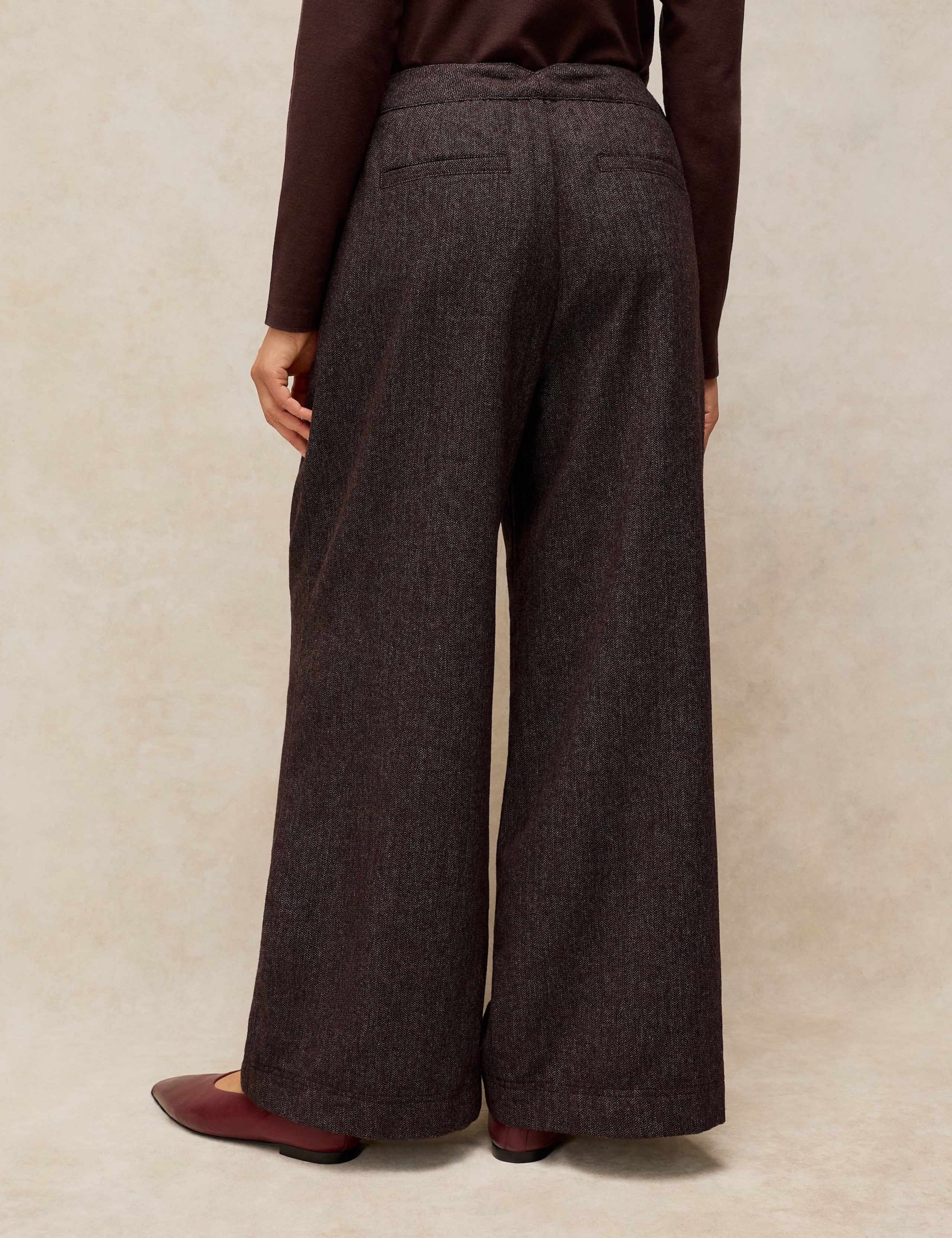 Wool Blend Tweed Wide Leg Trousers 4 of 6