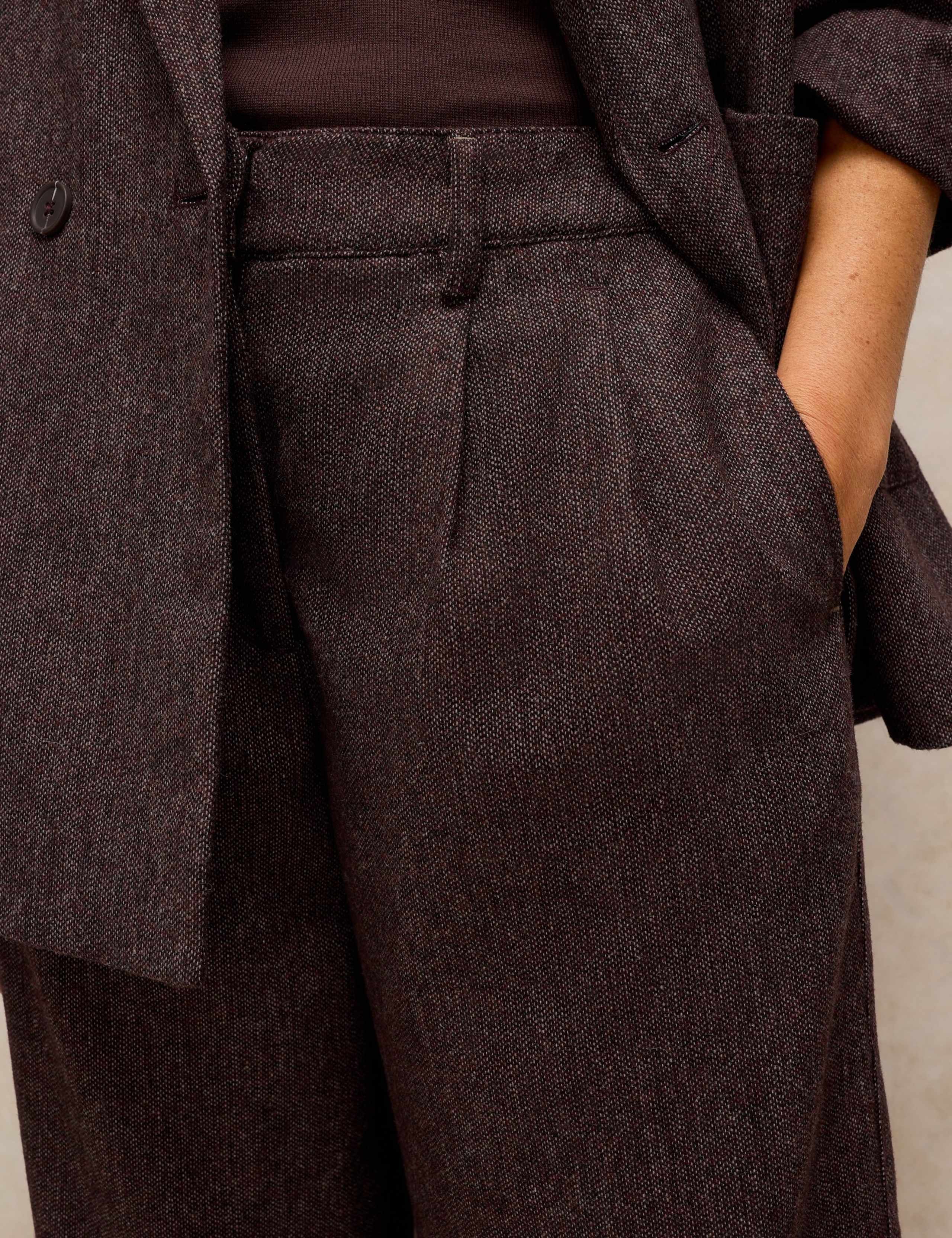 Wool Blend Tweed Wide Leg Trousers 5 of 6