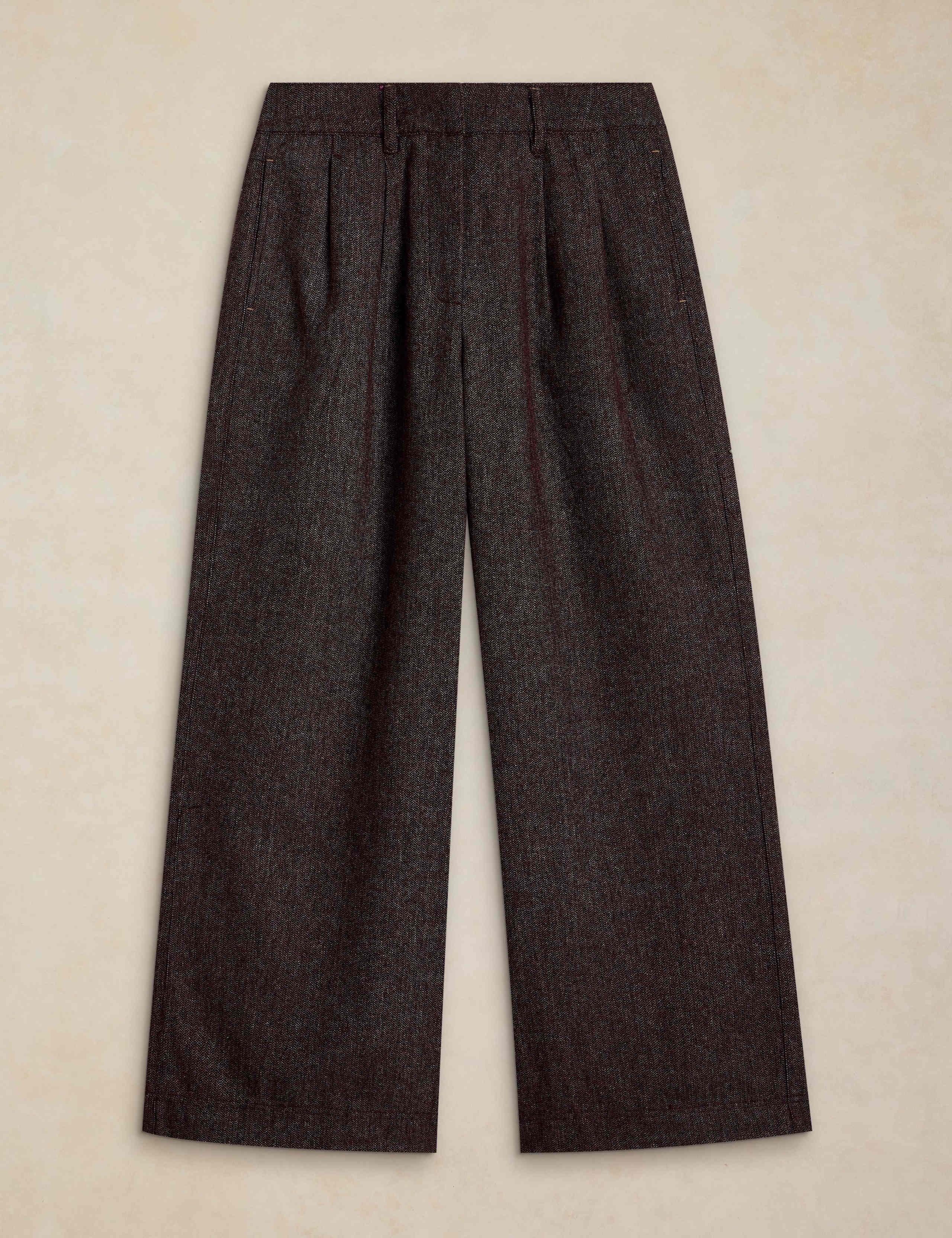 Wool Blend Tweed Wide Leg Trousers 2 of 6