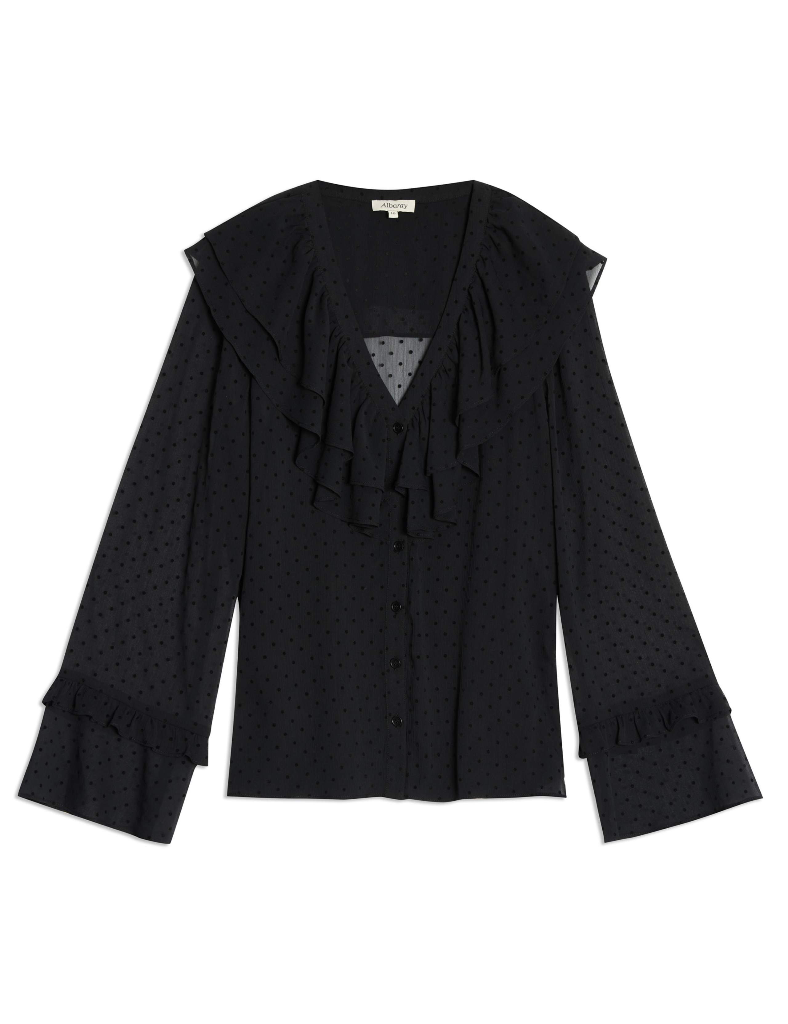 Flocked Spot Ruffle Blouse 2 of 5