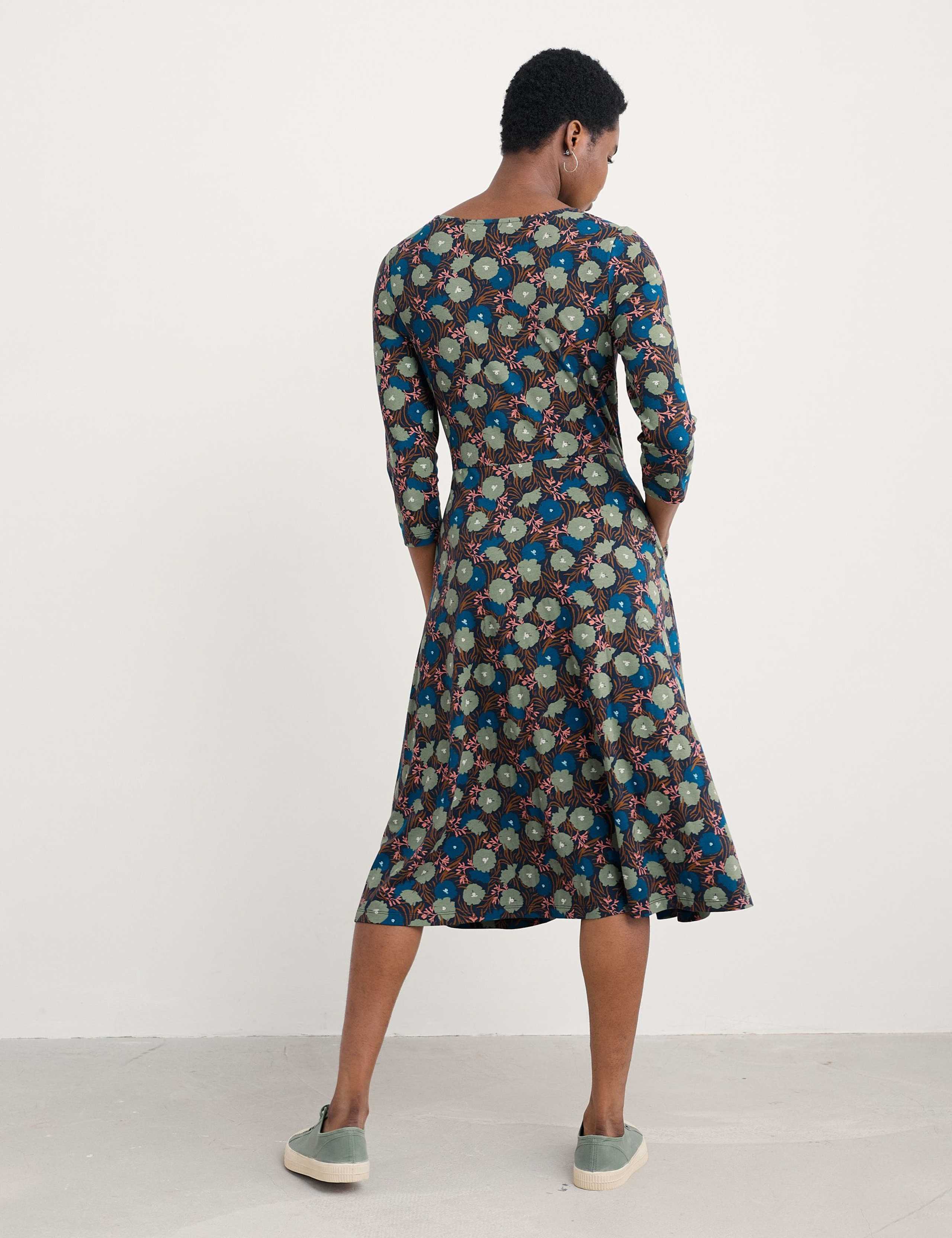 Cotton Rich Floral Midi Skater Dress 4 of 5