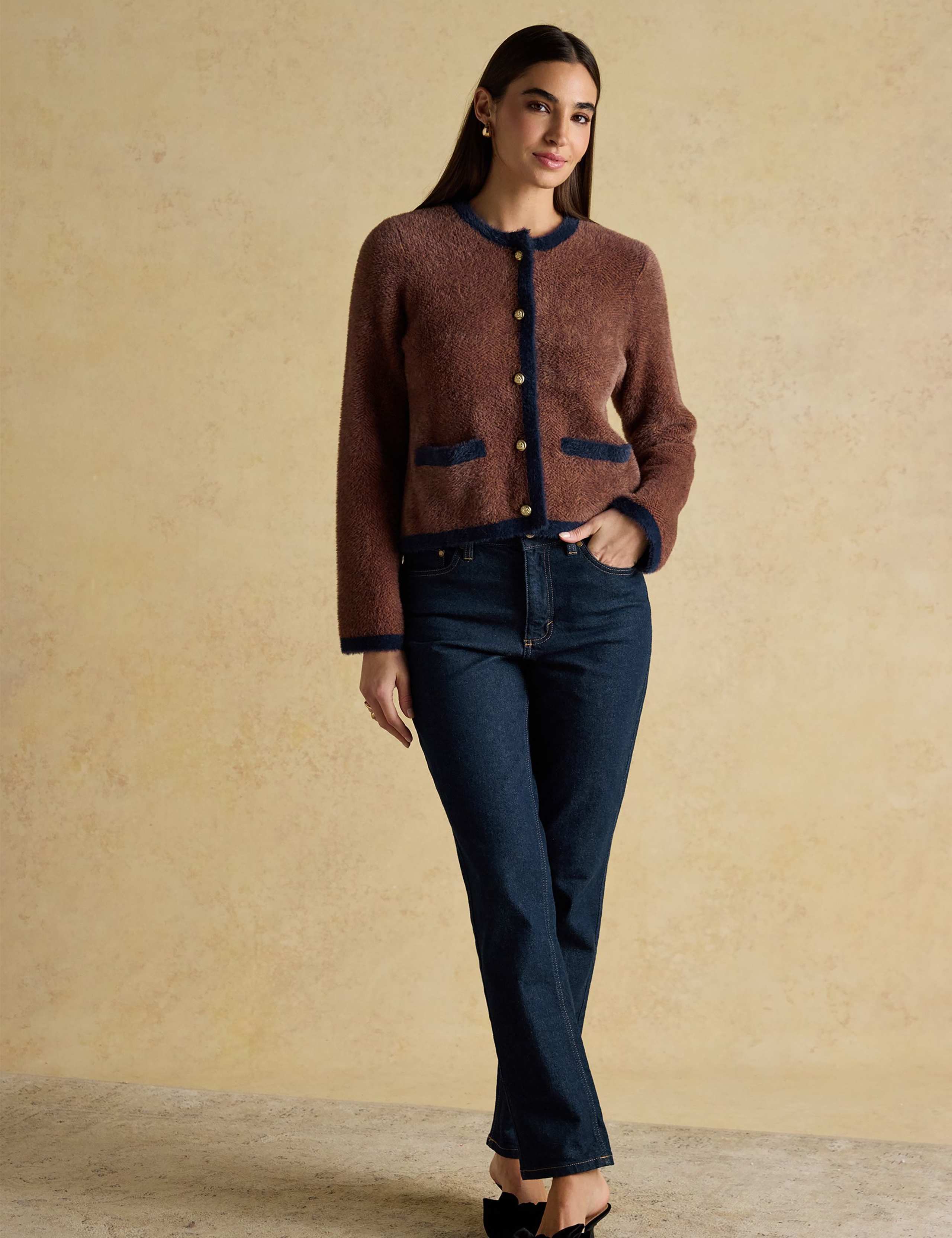 Herringbone Knitted Button Front Cardigan 4 of 8