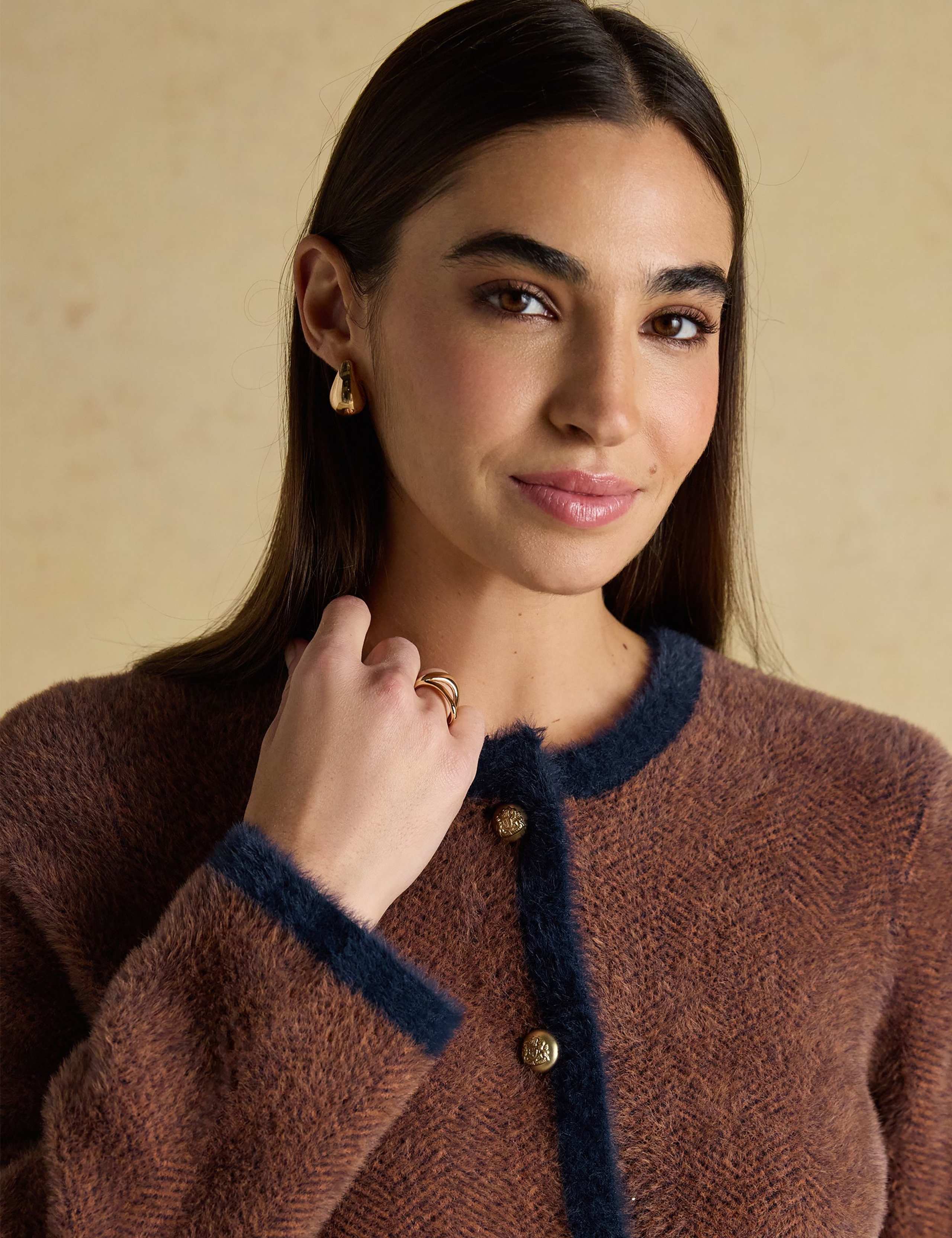 Herringbone Knitted Button Front Cardigan 6 of 8