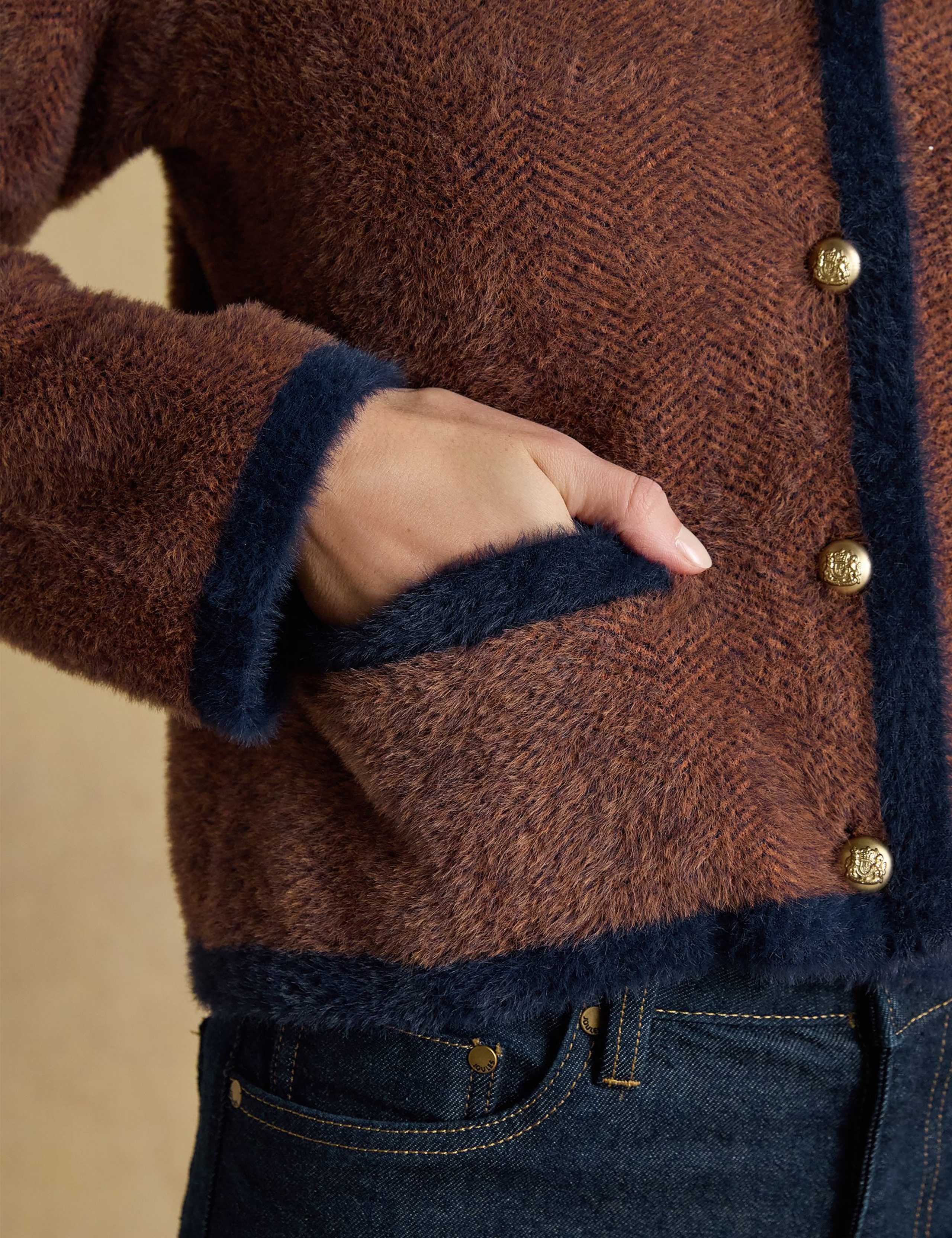 Herringbone Knitted Button Front Cardigan 7 of 8