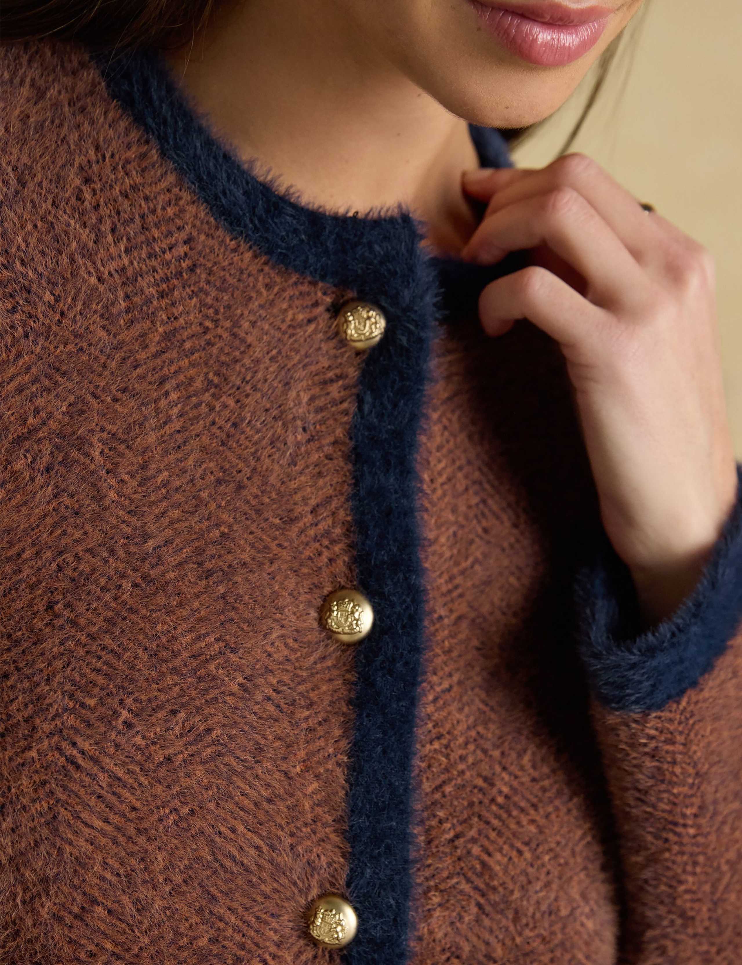 Herringbone Knitted Button Front Cardigan 8 of 8