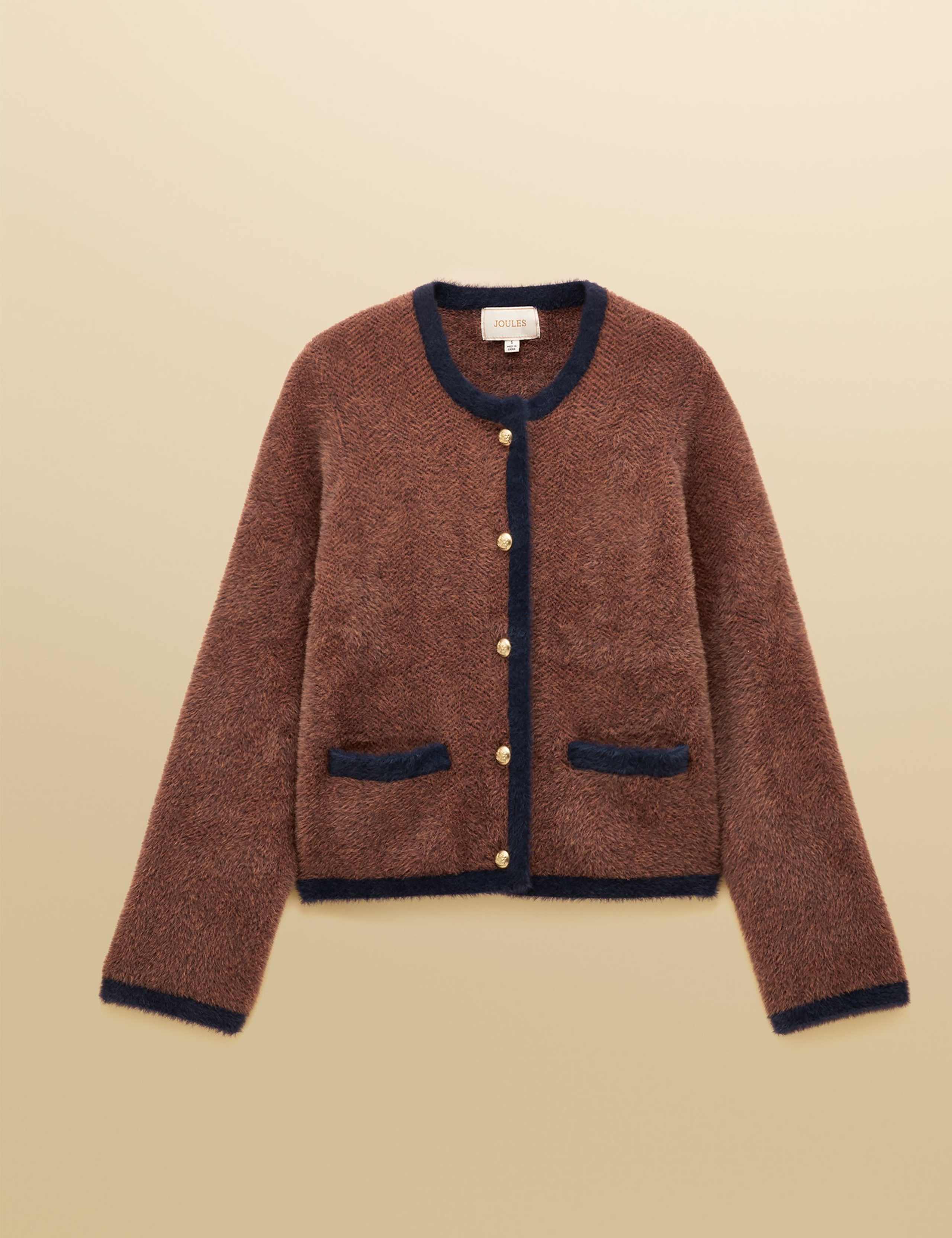 Herringbone Knitted Button Front Cardigan 2 of 8