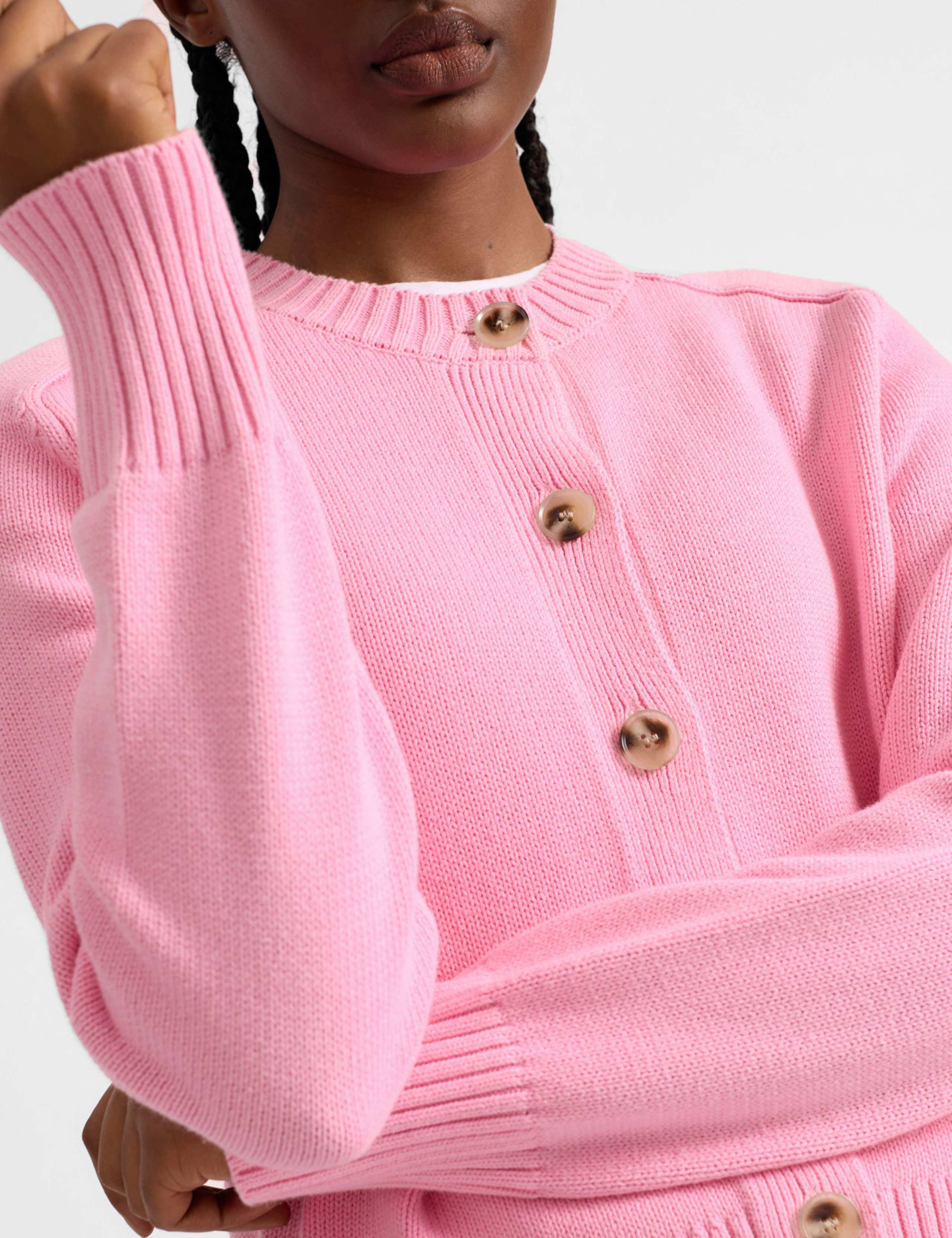 Pure Cotton Textured Crew Neck Cardigan 4 of 4