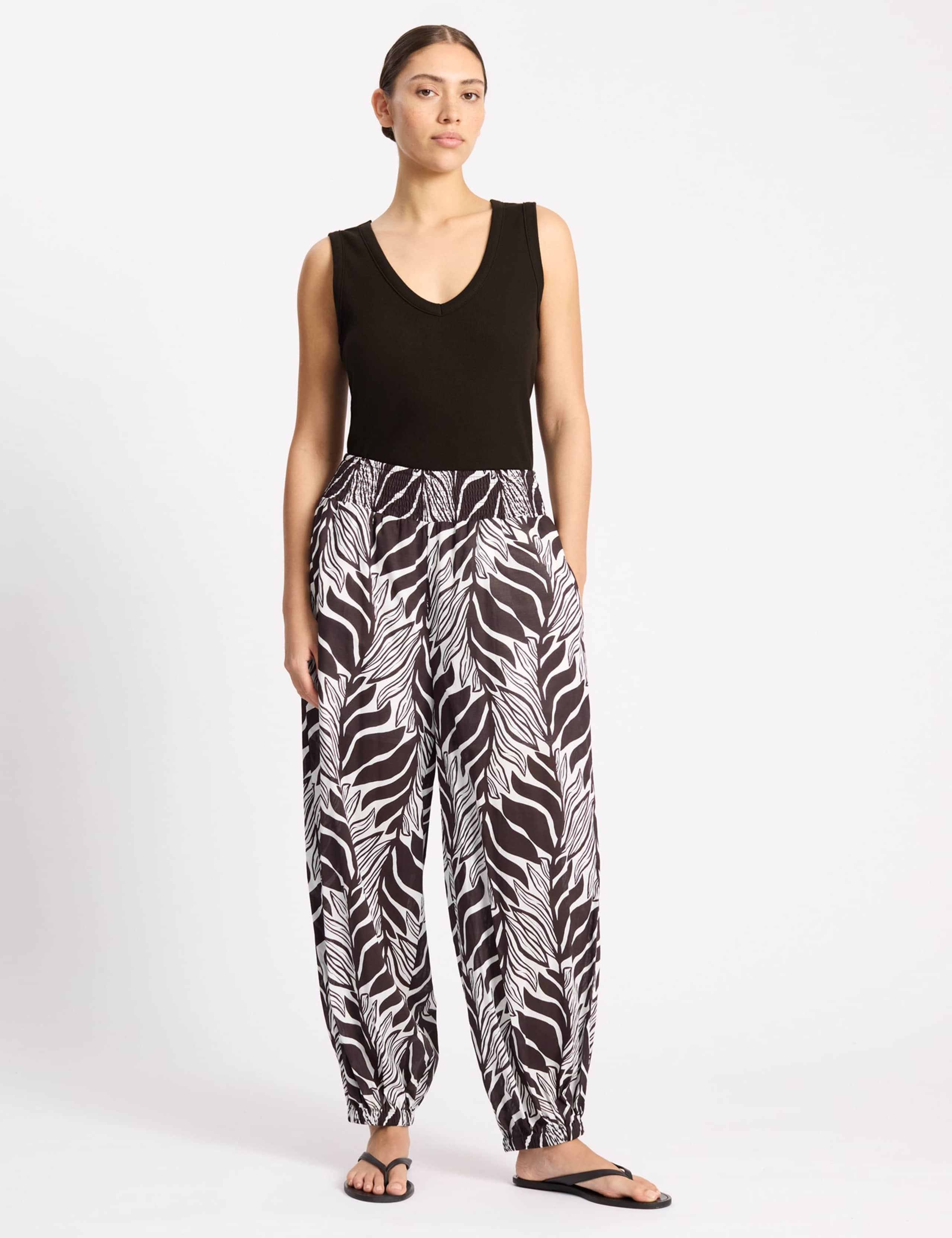 Pure Cotton Palm Print Balloon Trousers 1 of 4