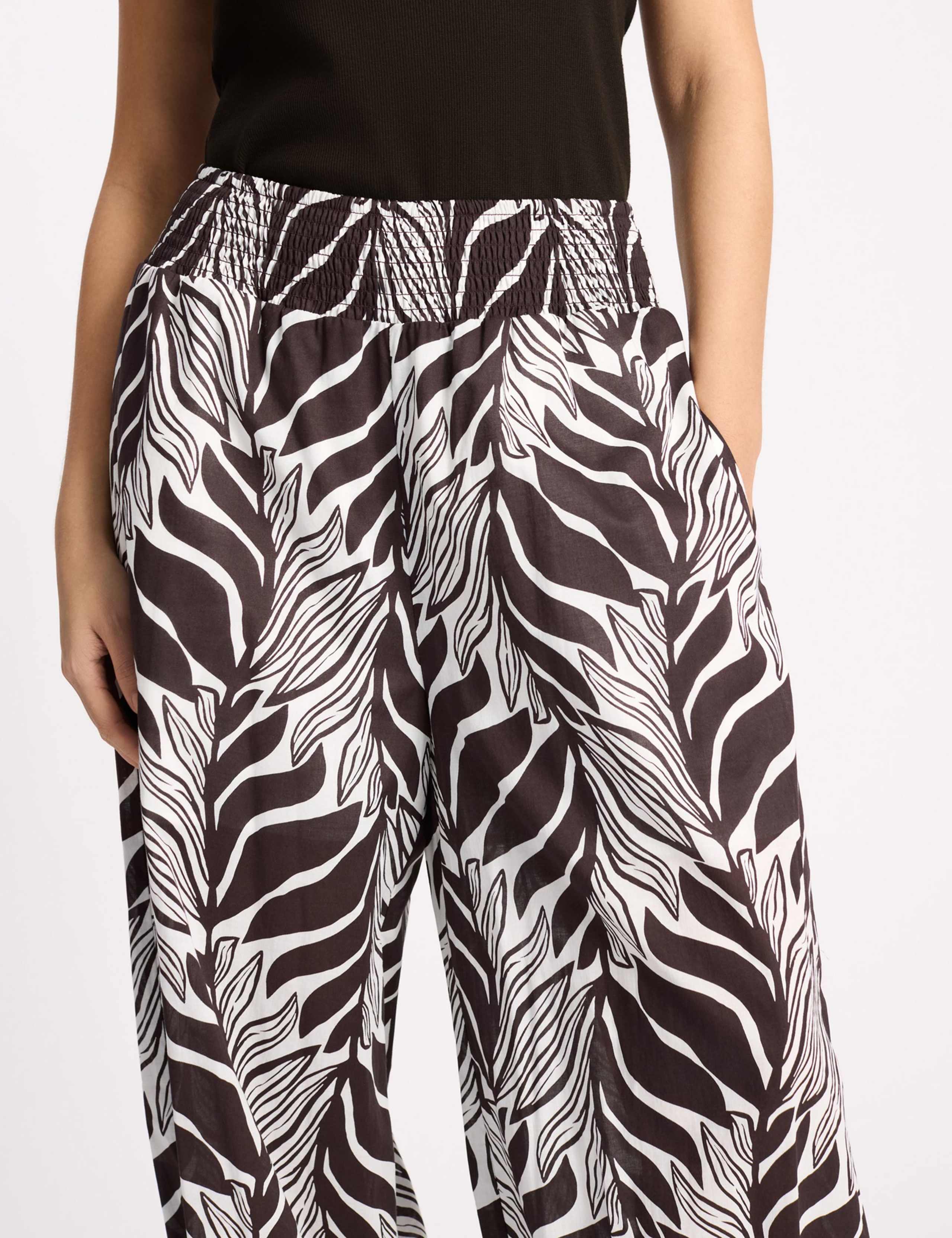 Pure Cotton Palm Print Balloon Trousers 3 of 4