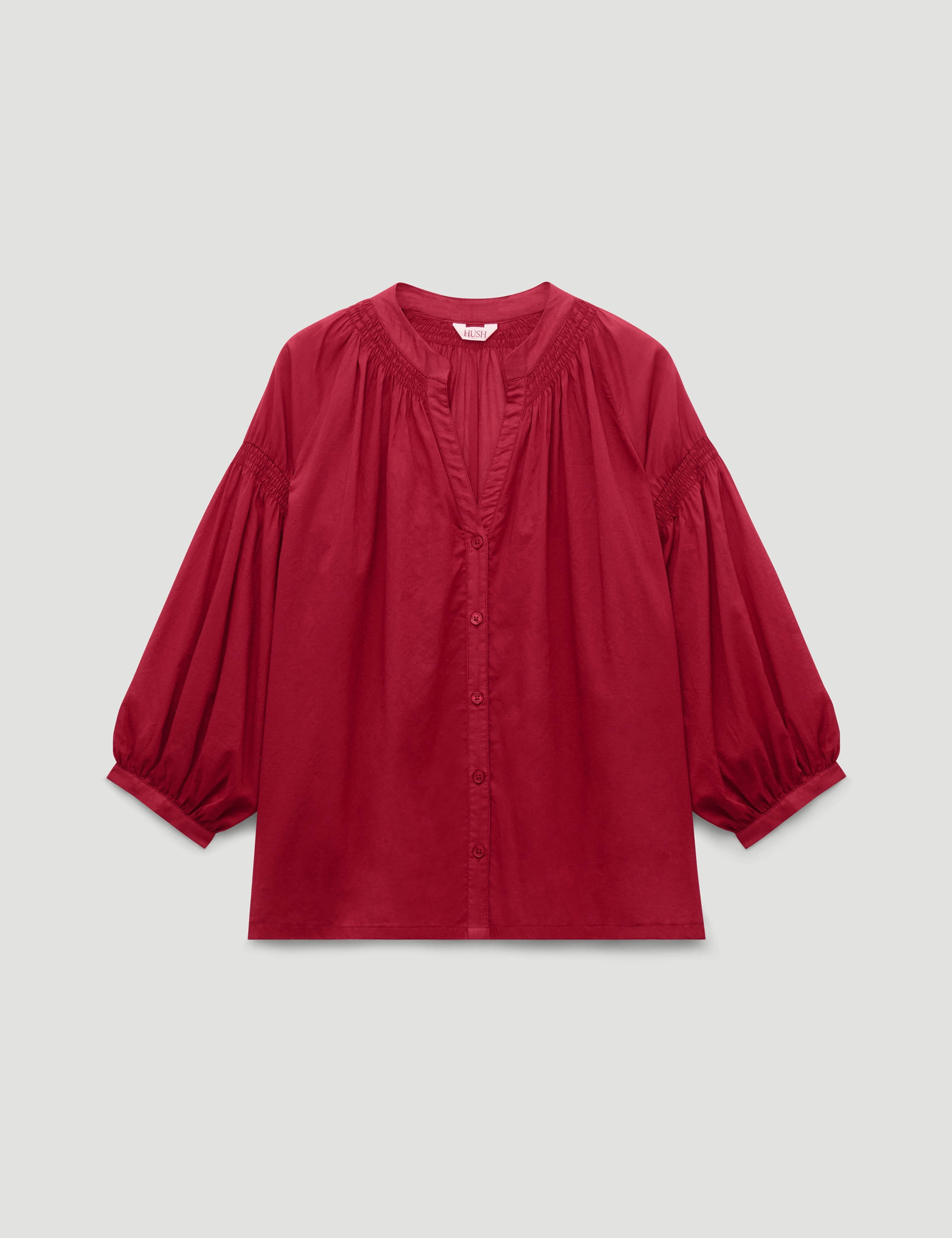 Pure Cotton V-Neck Gathered Sleeve Blouse 2 of 5