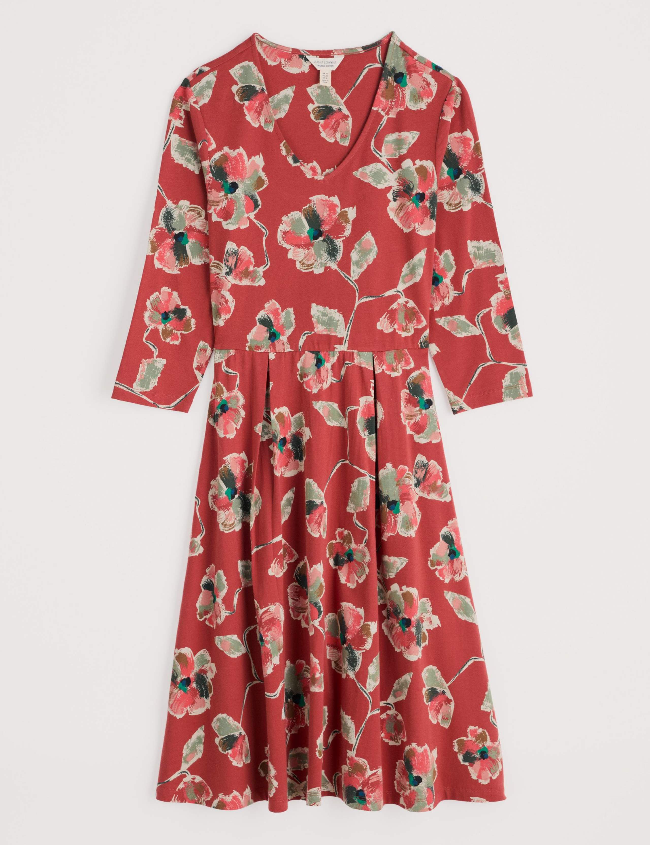 Cotton Rich Floral V-Neck Midi Skater Dress 2 of 6