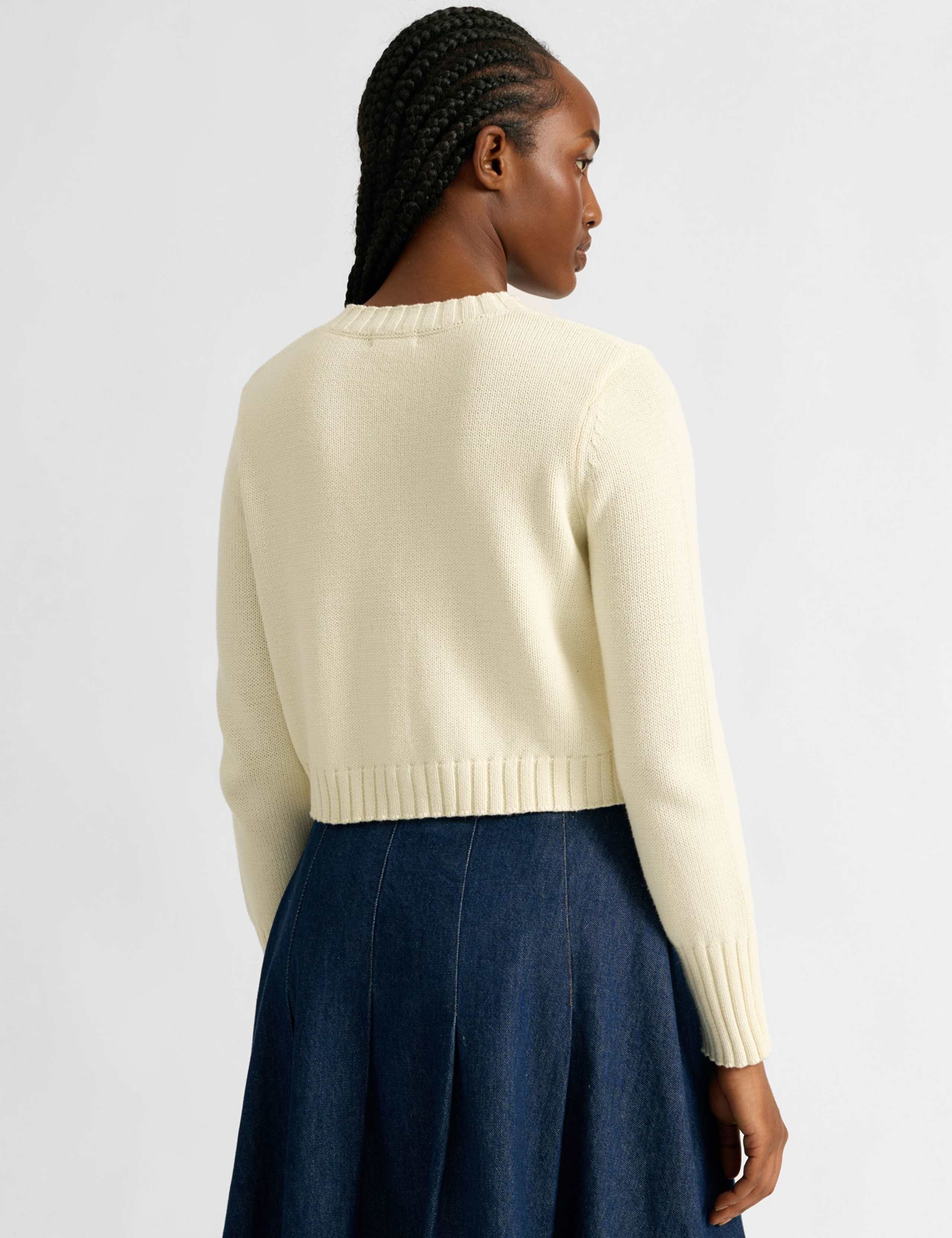 Pure Cotton Button Front Cropped Cardigan 3 of 4