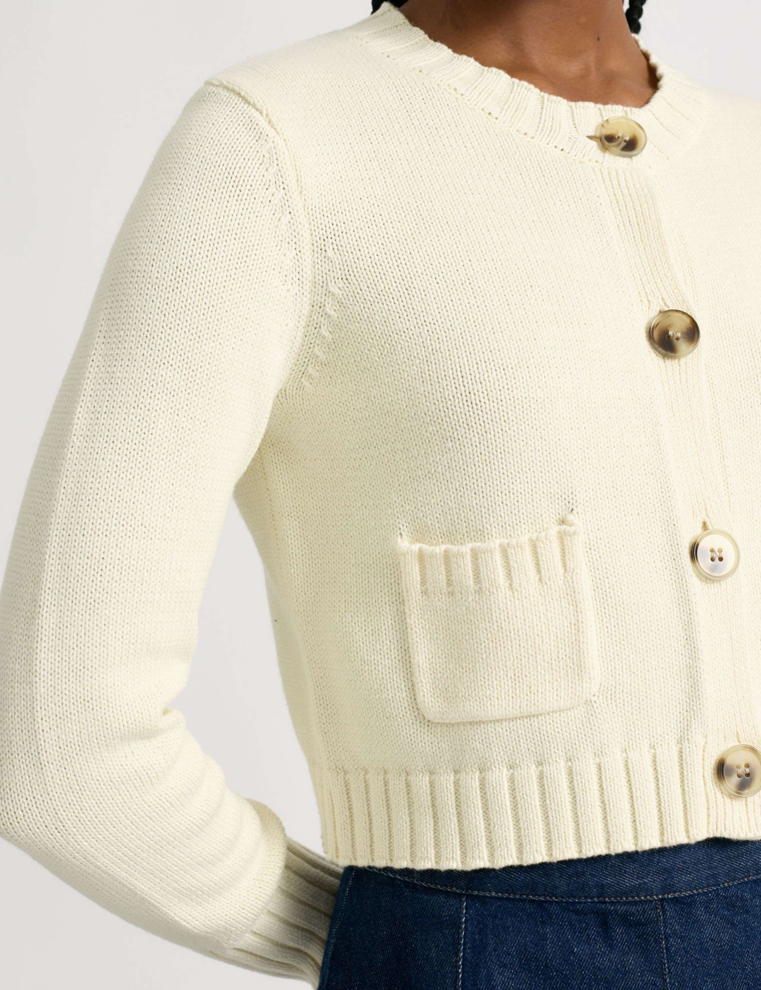 Pure Cotton Button Front Cropped Cardigan 4 of 4