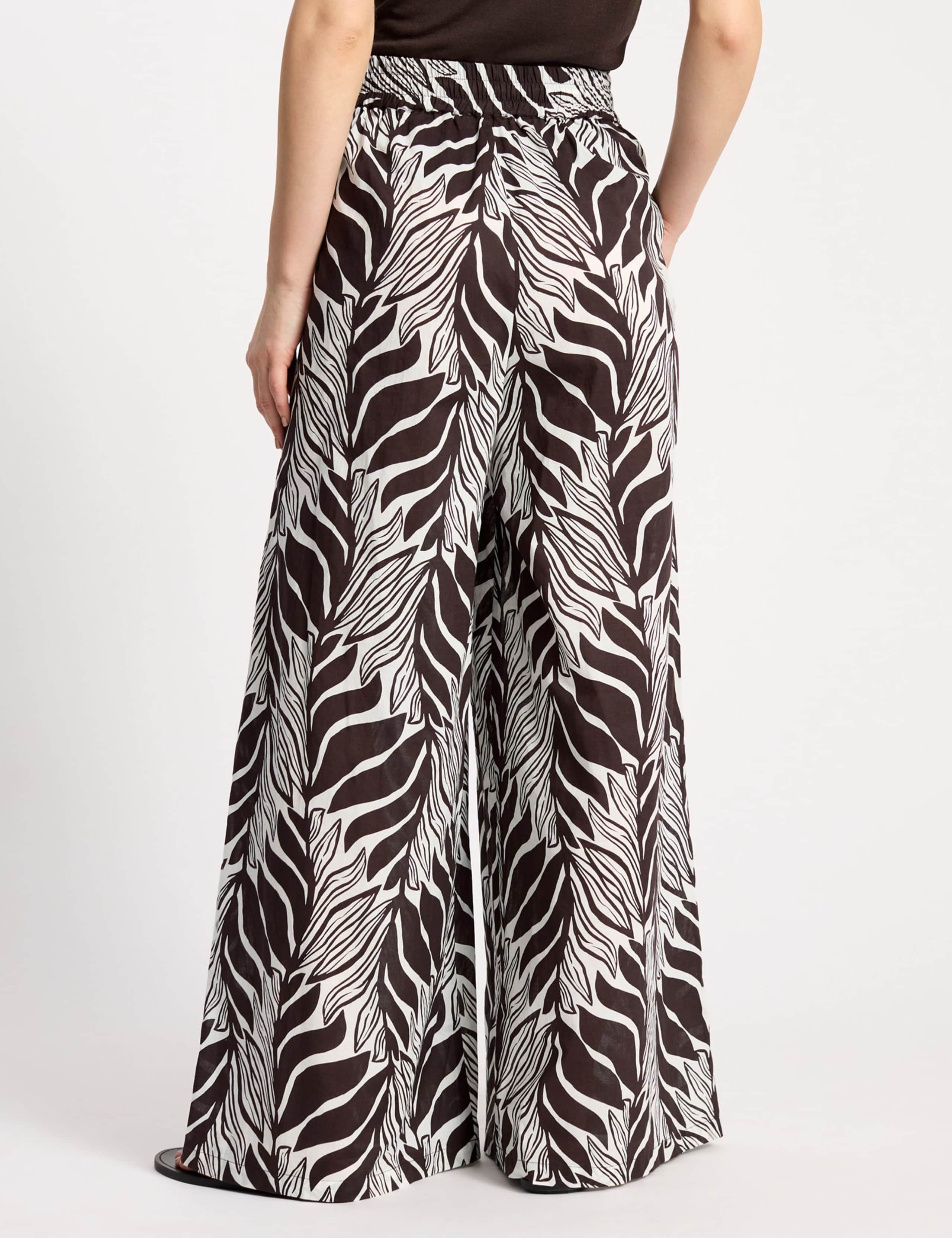 Pure Cotton Palm Print Wide Leg Trousers 3 of 5