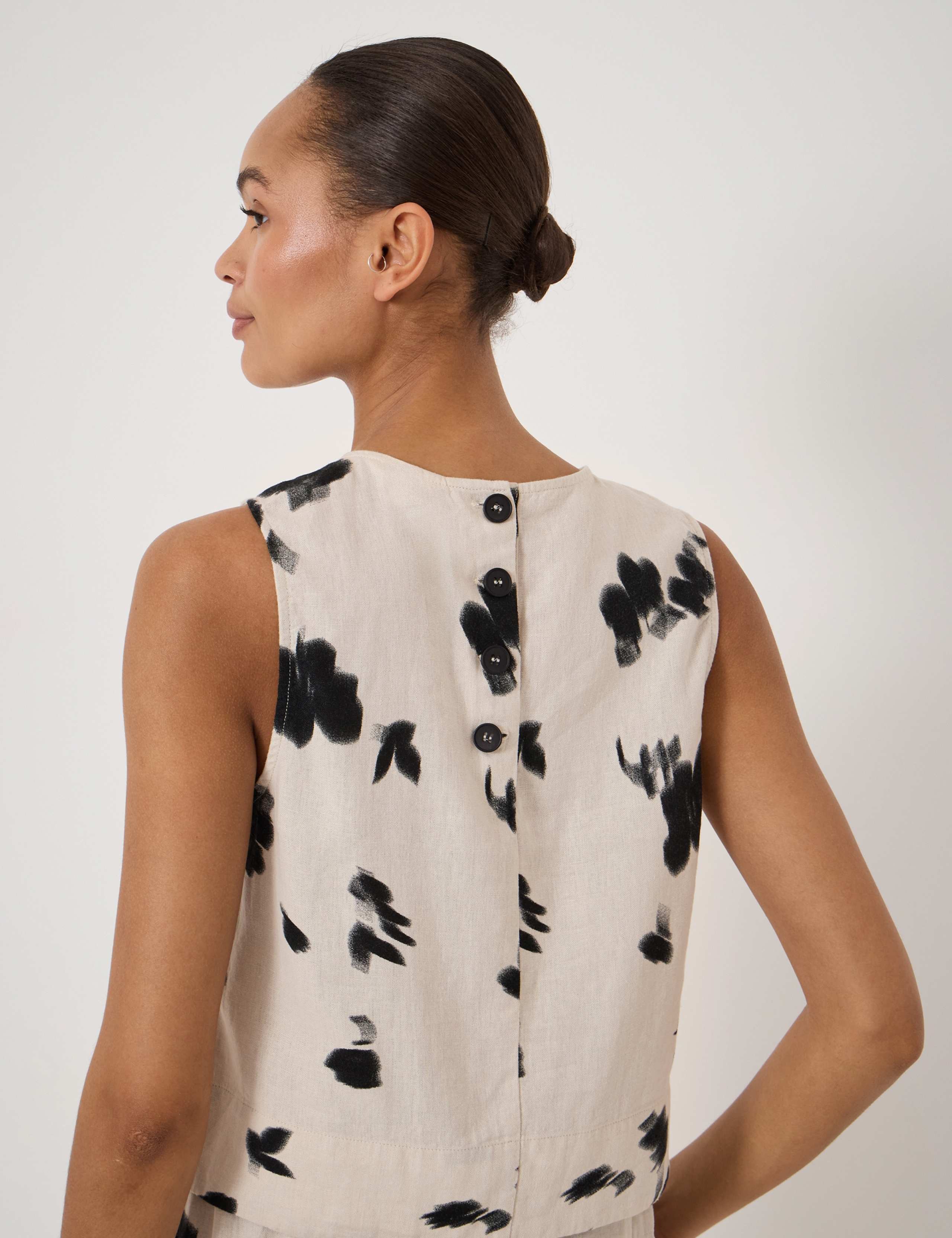 Linen Blend Printed Shell Top 5 of 5