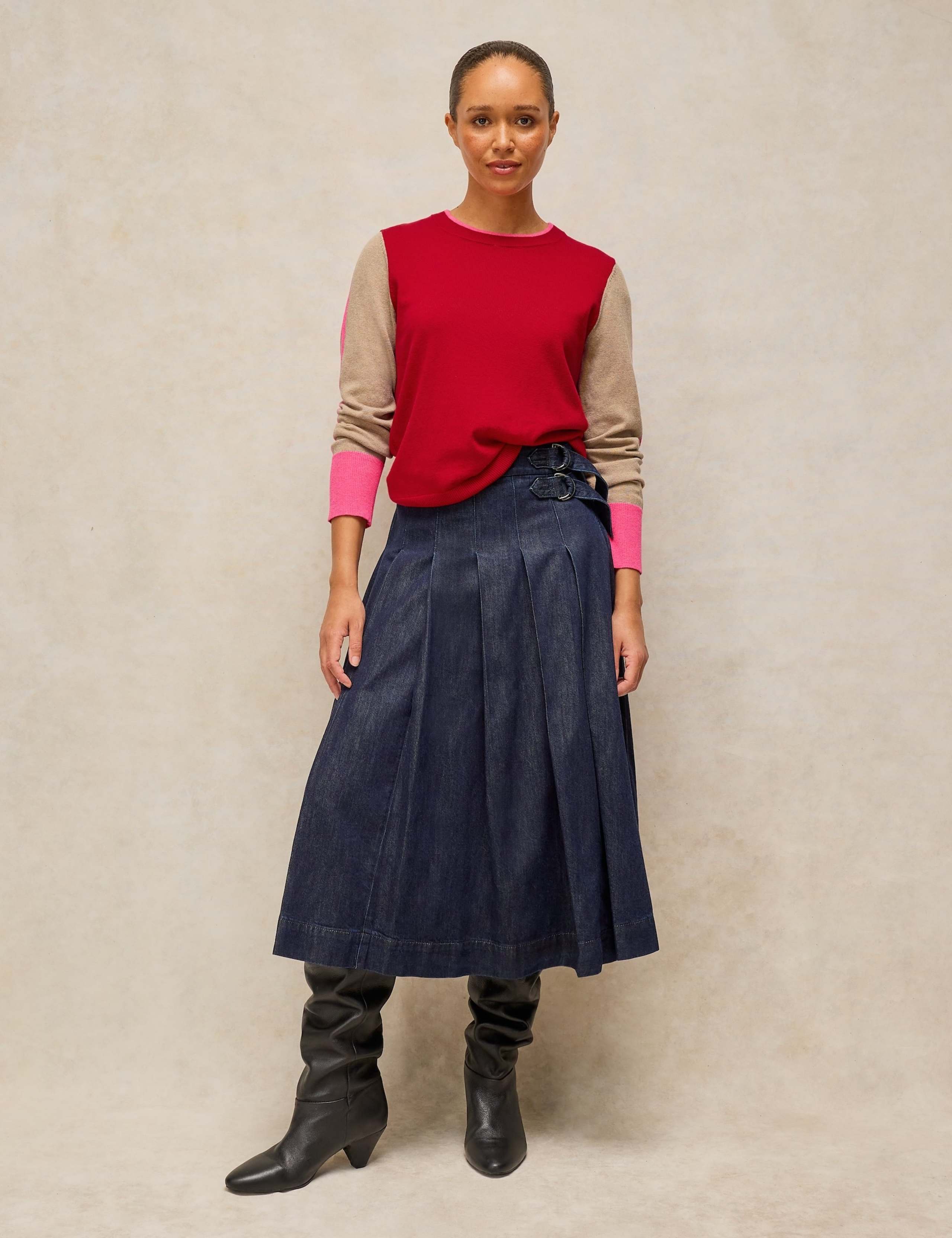 Katie Cotton Rich Colour Block Jumper with Wool 3 of 6
