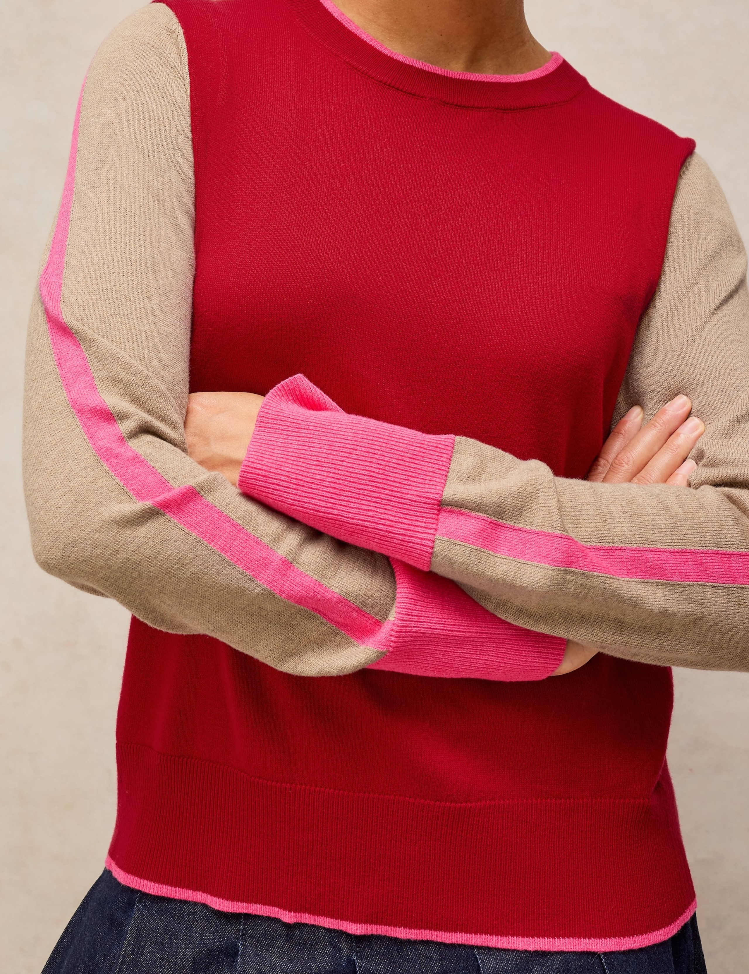 Katie Cotton Rich Colour Block Jumper with Wool 5 of 6