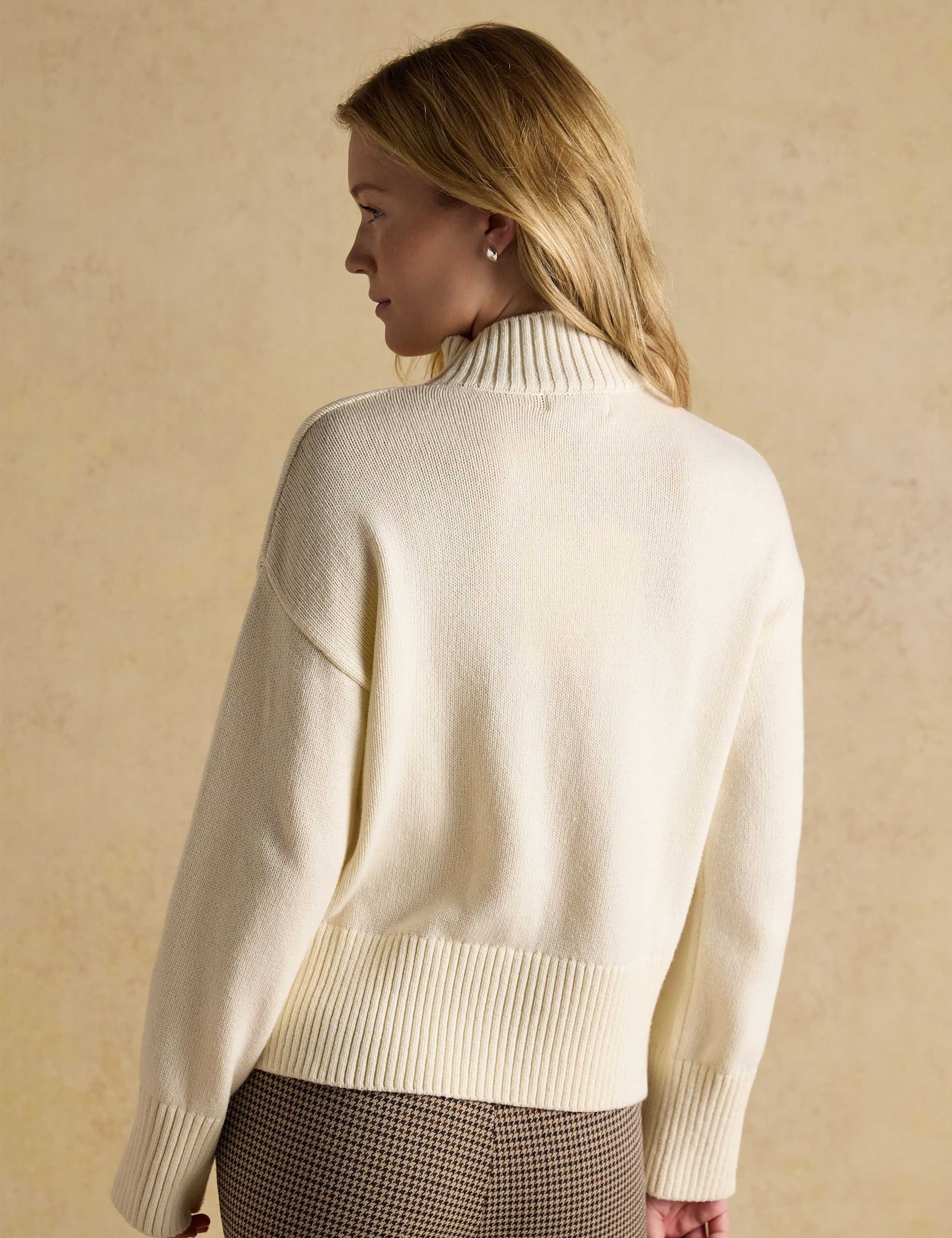 Cotton Rich Skier High Neck Jumper with Wool 4 of 8