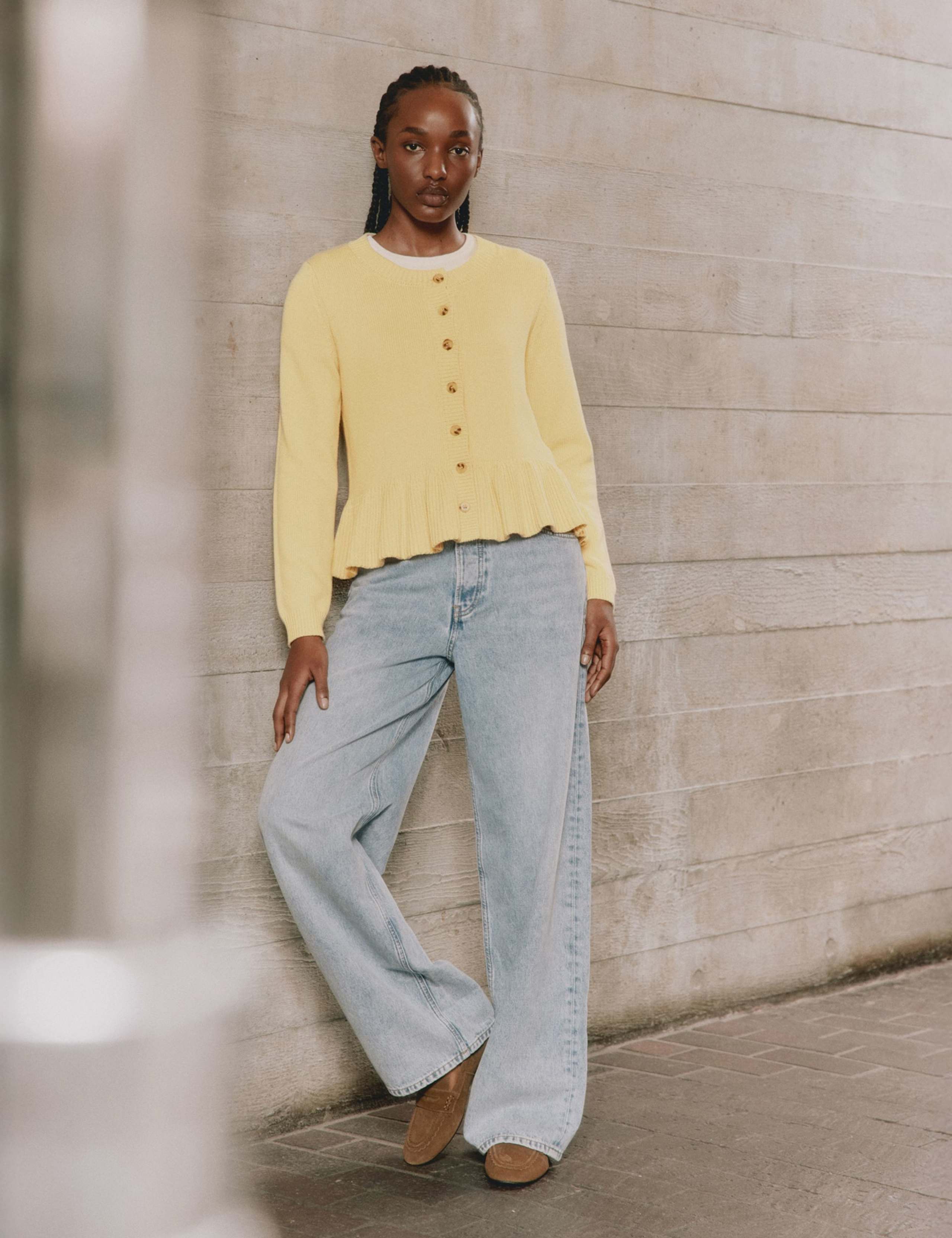 Pure Cotton Button Front Peplum Cardigan 5 of 7