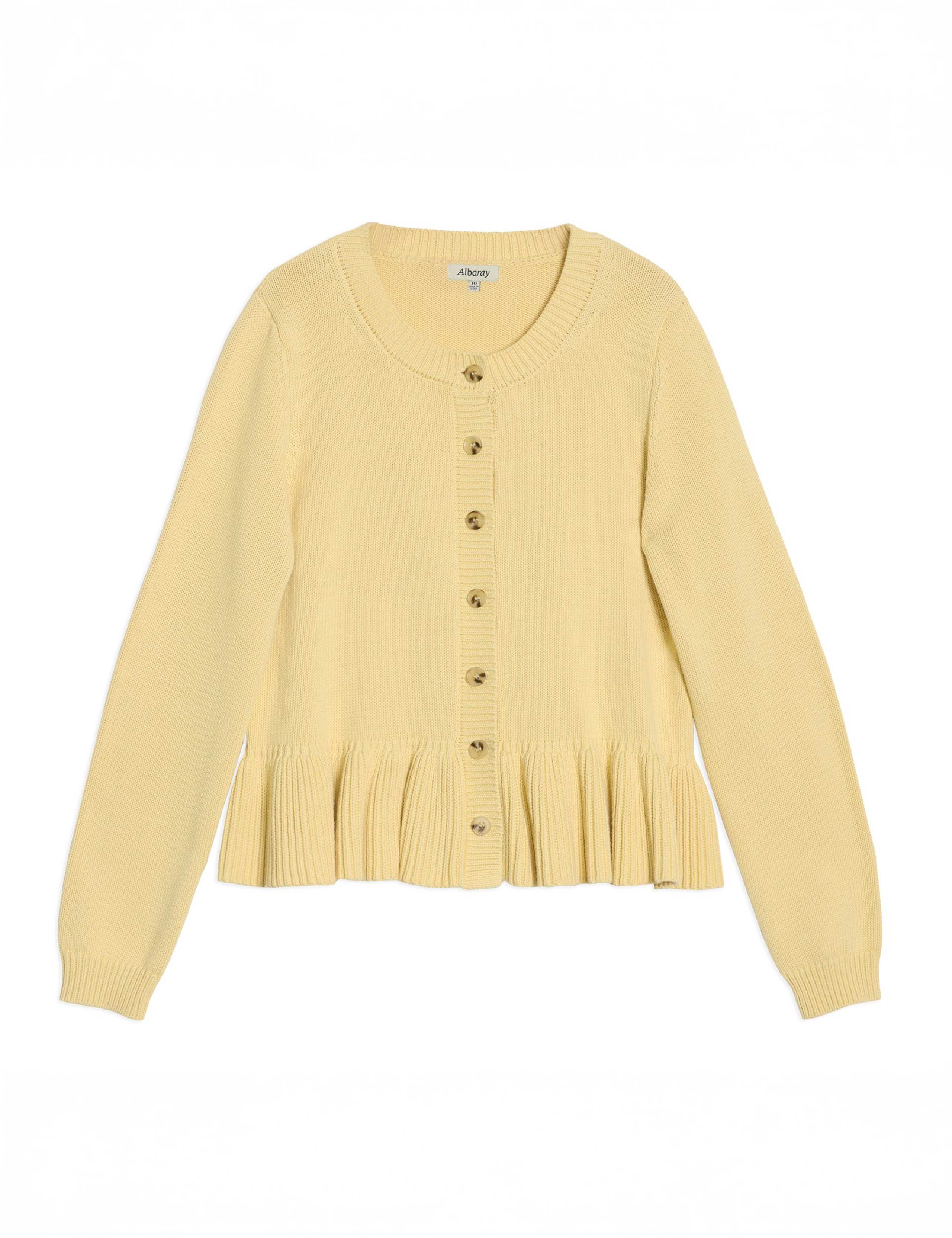 Pure Cotton Button Front Peplum Cardigan 2 of 7